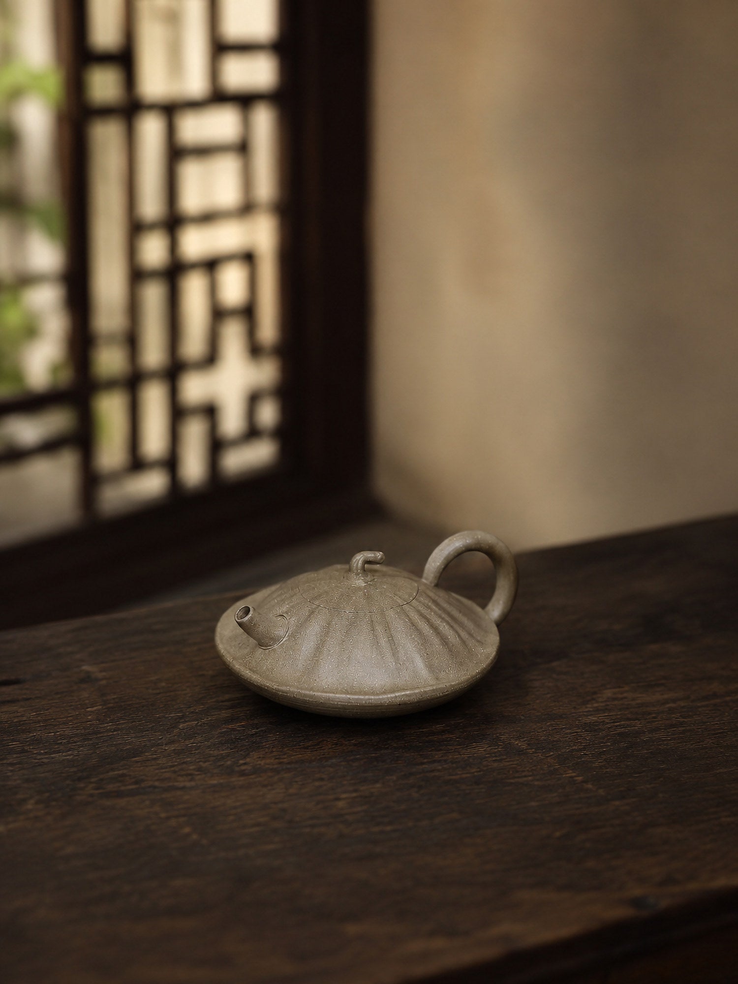 Handmade Sculptural Form Yixing Zisha Teapot – Qing Duanni Clay, 130ml