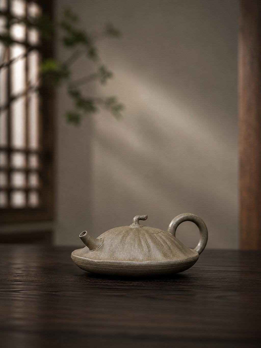 Handmade Sculptural Form Yixing Zisha Teapot – Qing Duanni Clay, 130ml