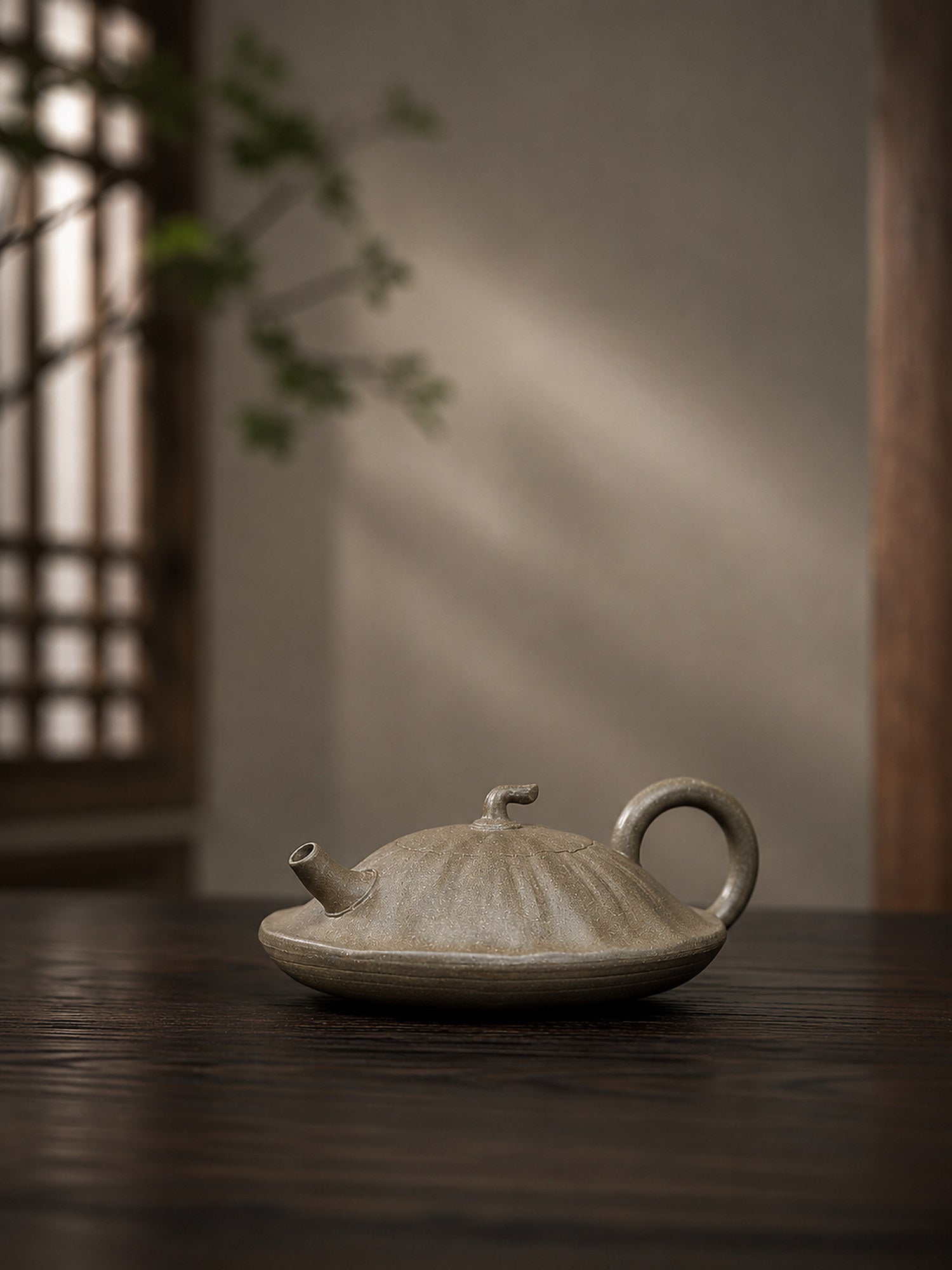 Handmade Sculptural Form Yixing Zisha Teapot – Qing Duanni Clay, 130ml