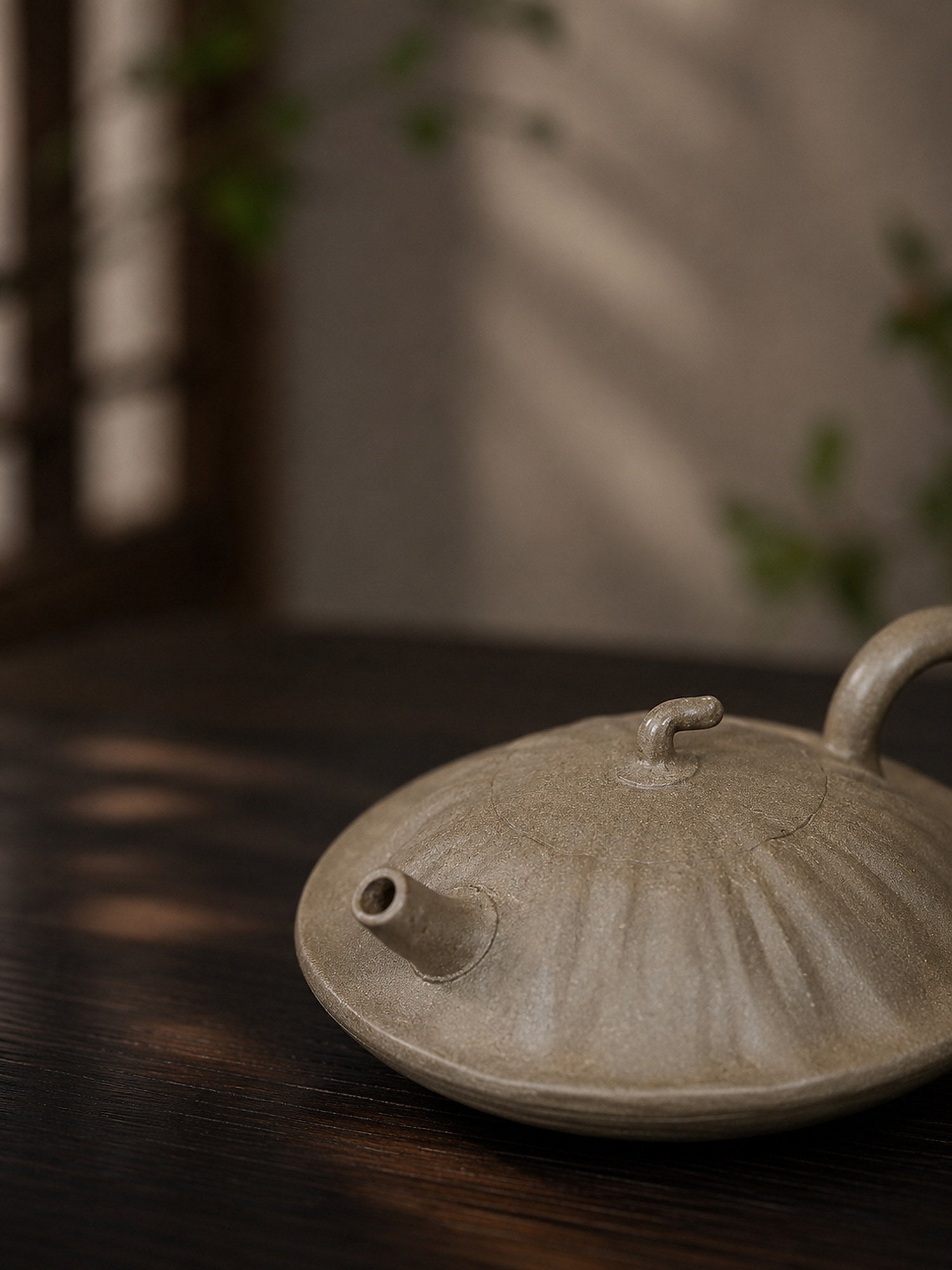 Handmade Sculptural Form Yixing Zisha Teapot – Qing Duanni Clay, 130ml