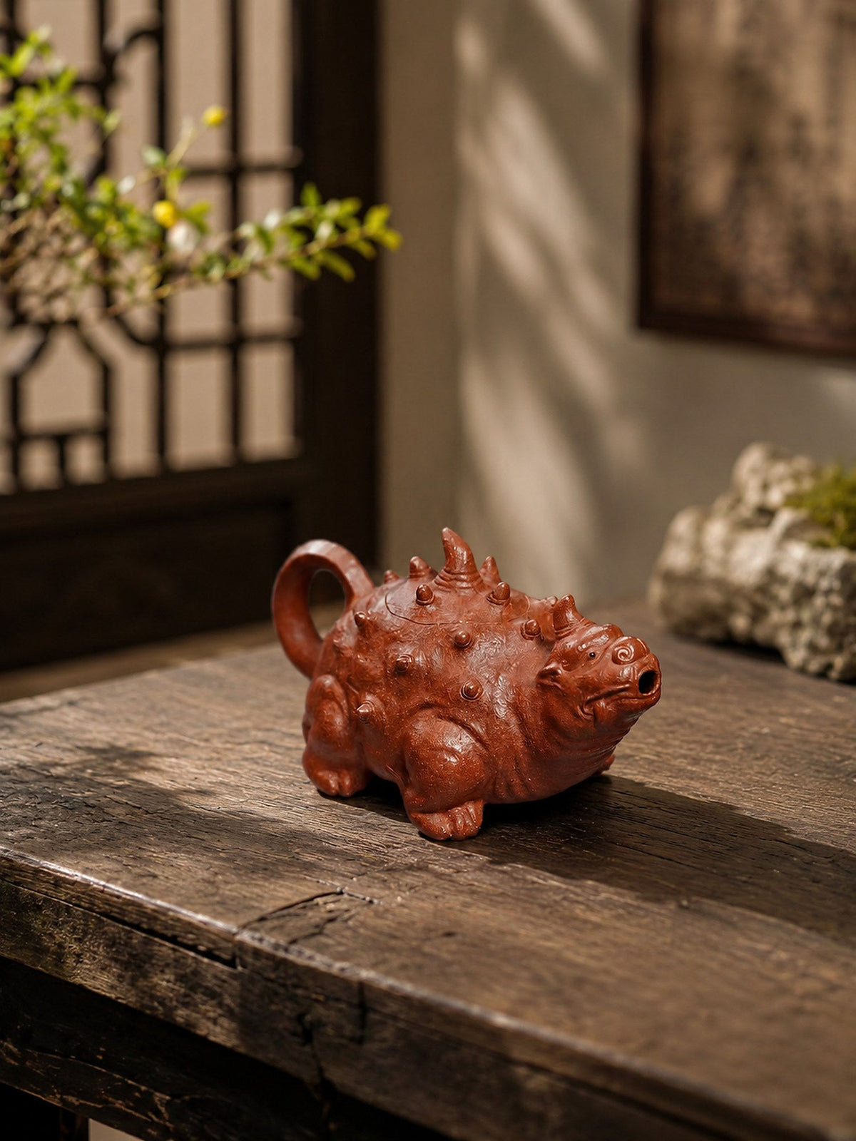 Handmade Sculptural Form Yixing Zisha Teapot – Red Jiangponi Clay, 150ml