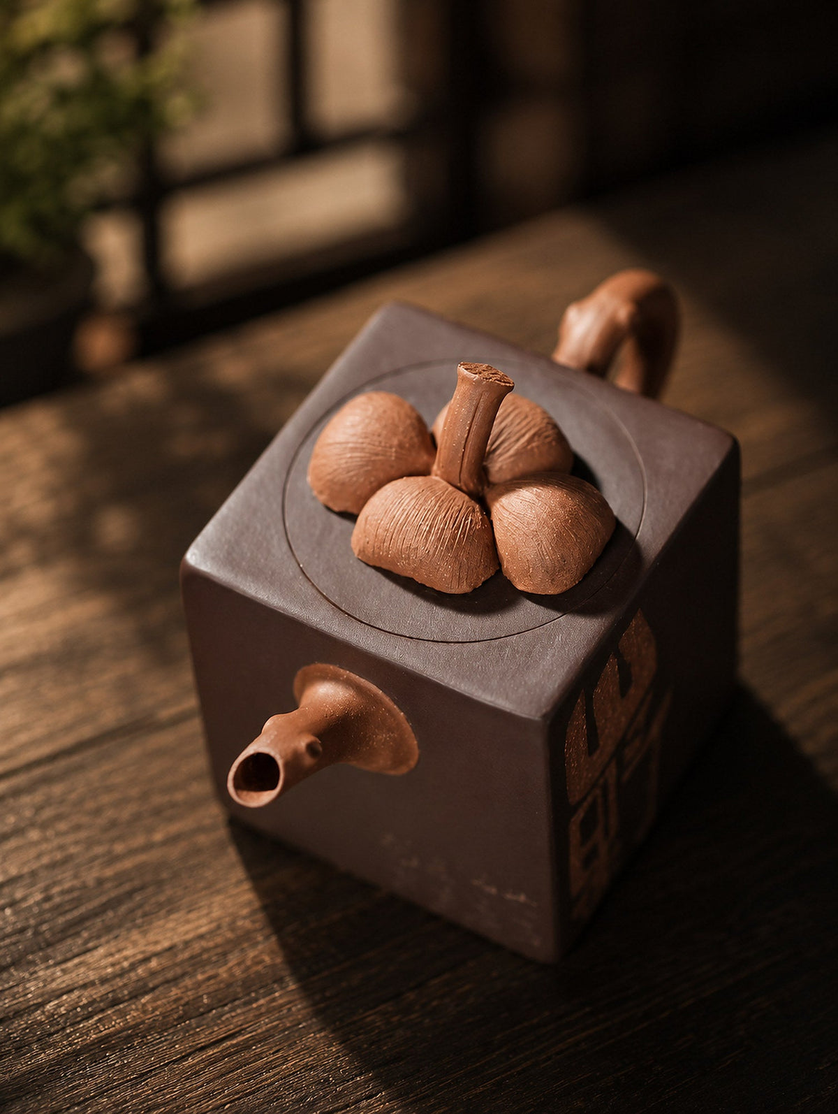 Handmade Sculptural Form Yixing Zisha Teapot – Red Jiangponi Clay, 100ml
