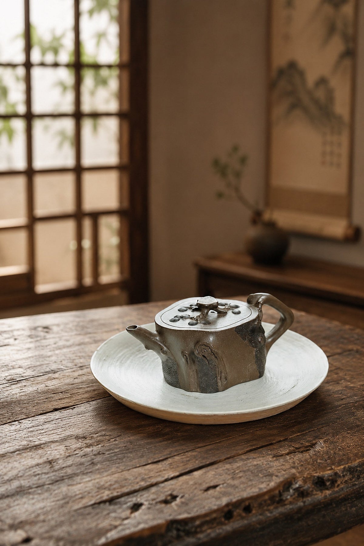 Handmade Sculptural Form Yixing Zisha Teapot – Tianqingni Clay, 150ml