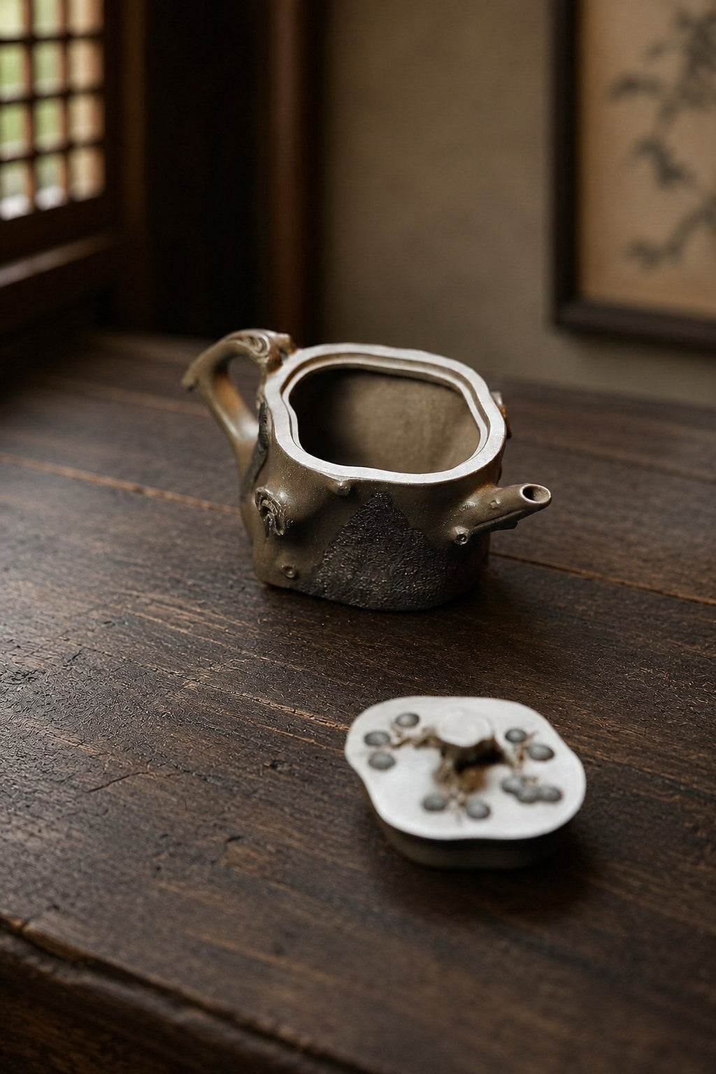 Handmade Sculptural Form Yixing Zisha Teapot – Tianqingni Clay, 150ml