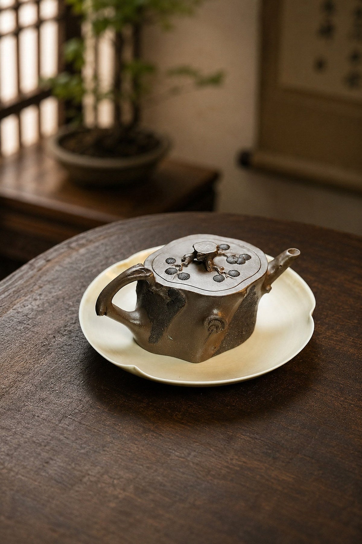 Handmade Sculptural Form Yixing Zisha Teapot – Tianqingni Clay, 150ml
