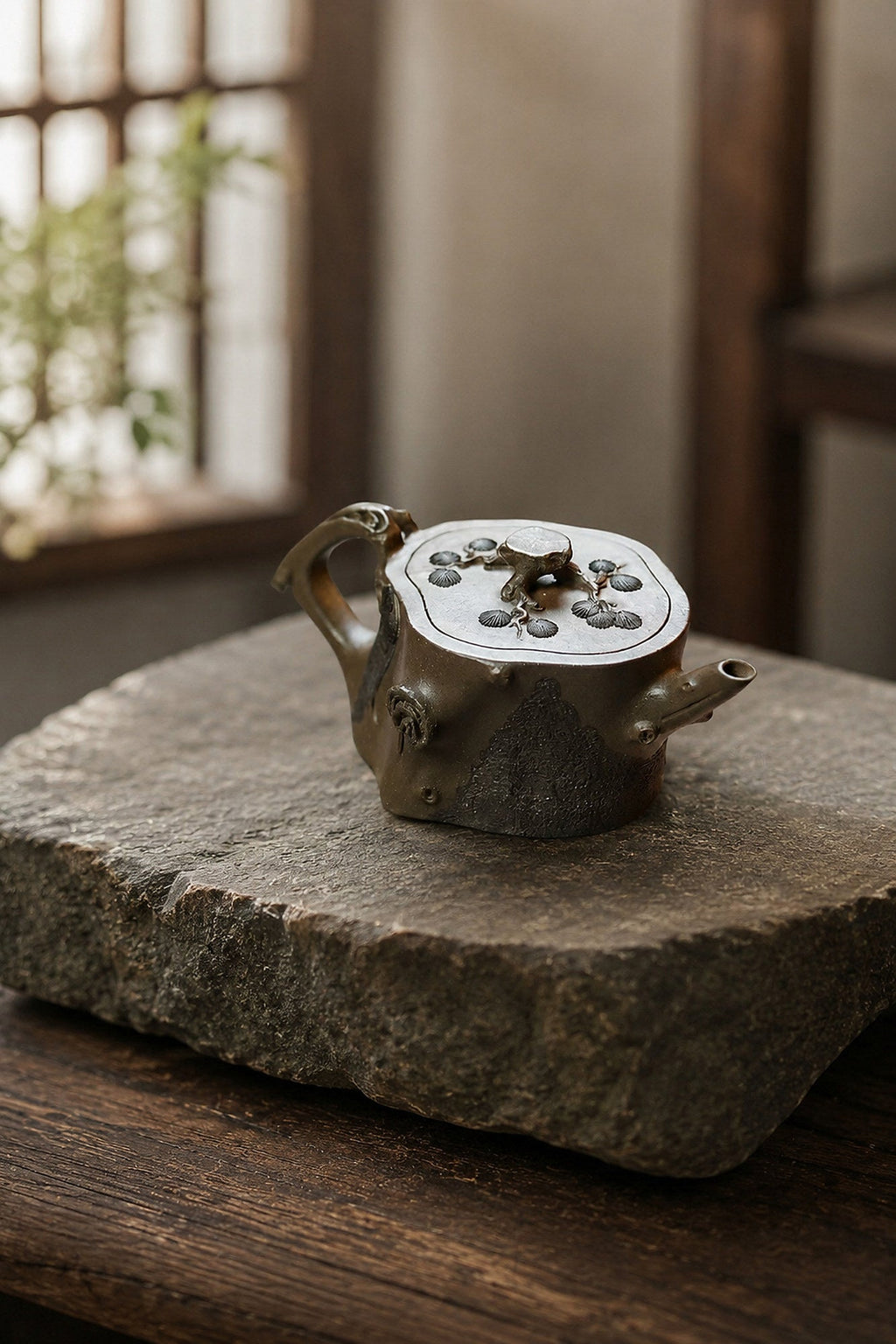 Handmade Sculptural Form Yixing Zisha Teapot – Tianqingni Clay, 150ml