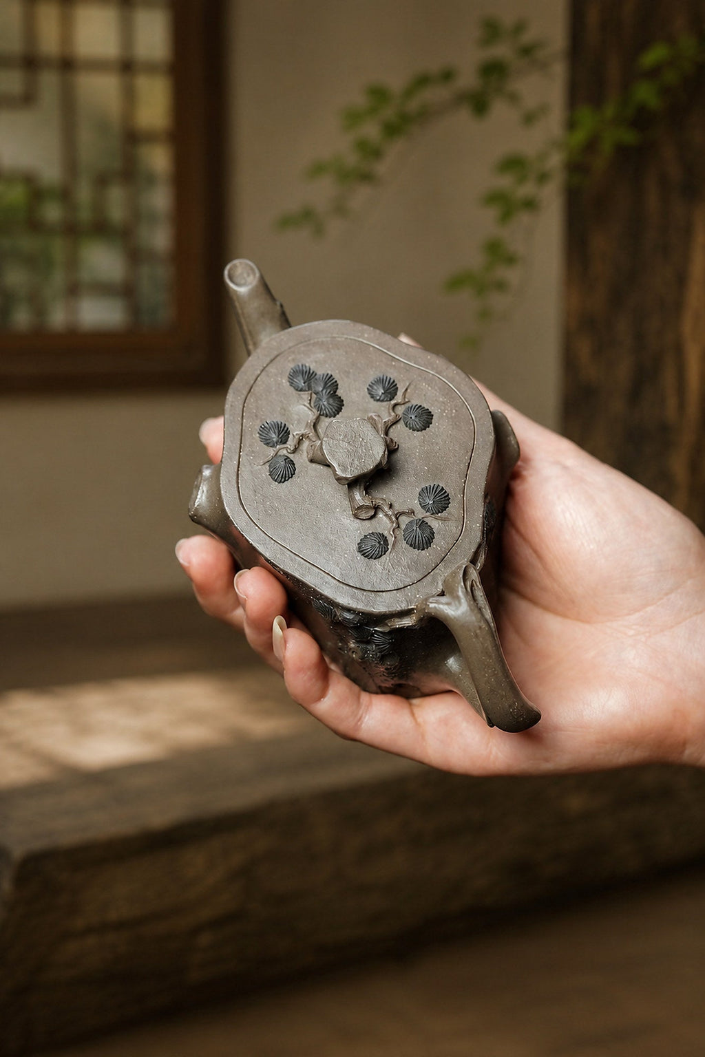 Handmade Sculptural Form Yixing Zisha Teapot – Tianqingni Clay, 150ml