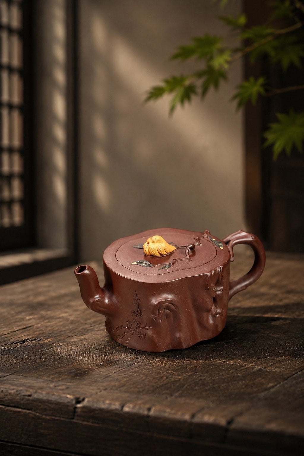 Handmade Sculptural Form Yixing Zisha Teapot – Zini Clay, 220ml