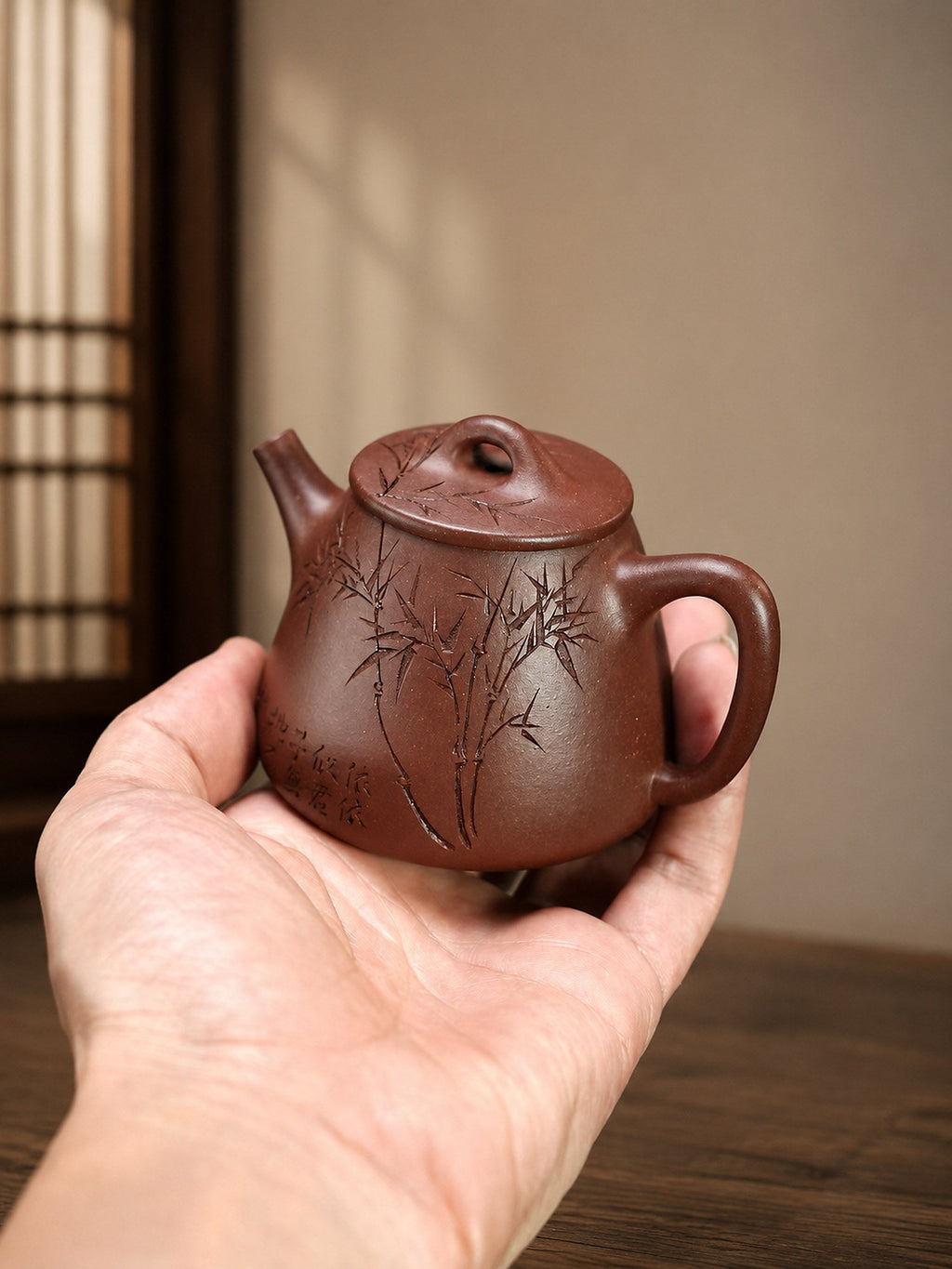 Tall Shipiao Yixing Zisha Teapot – Dicaoqing Zini Clay, 140ml