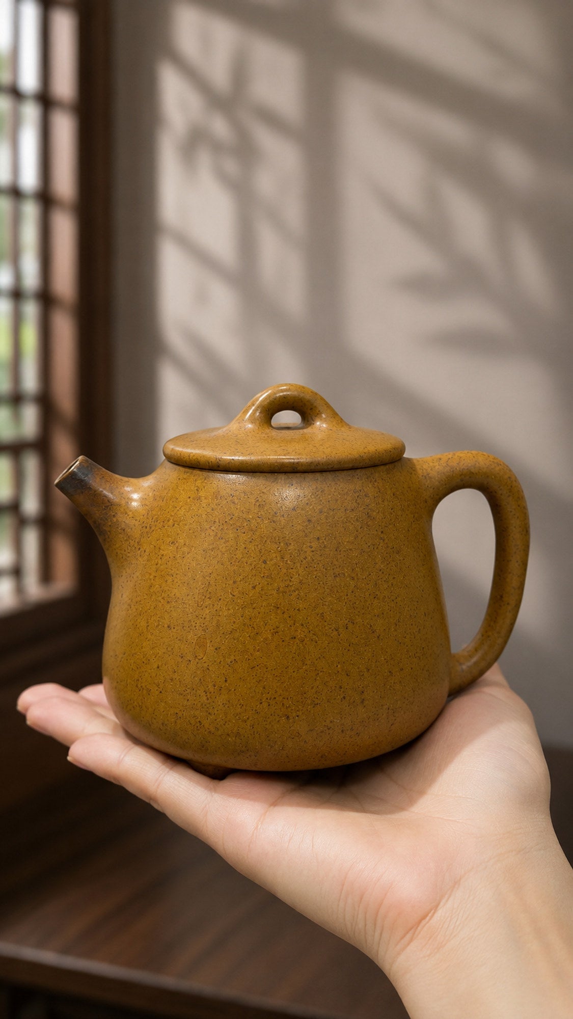 Tall Shipiao Yixing Zisha Teapot – Golden Duanni Clay, 200ml