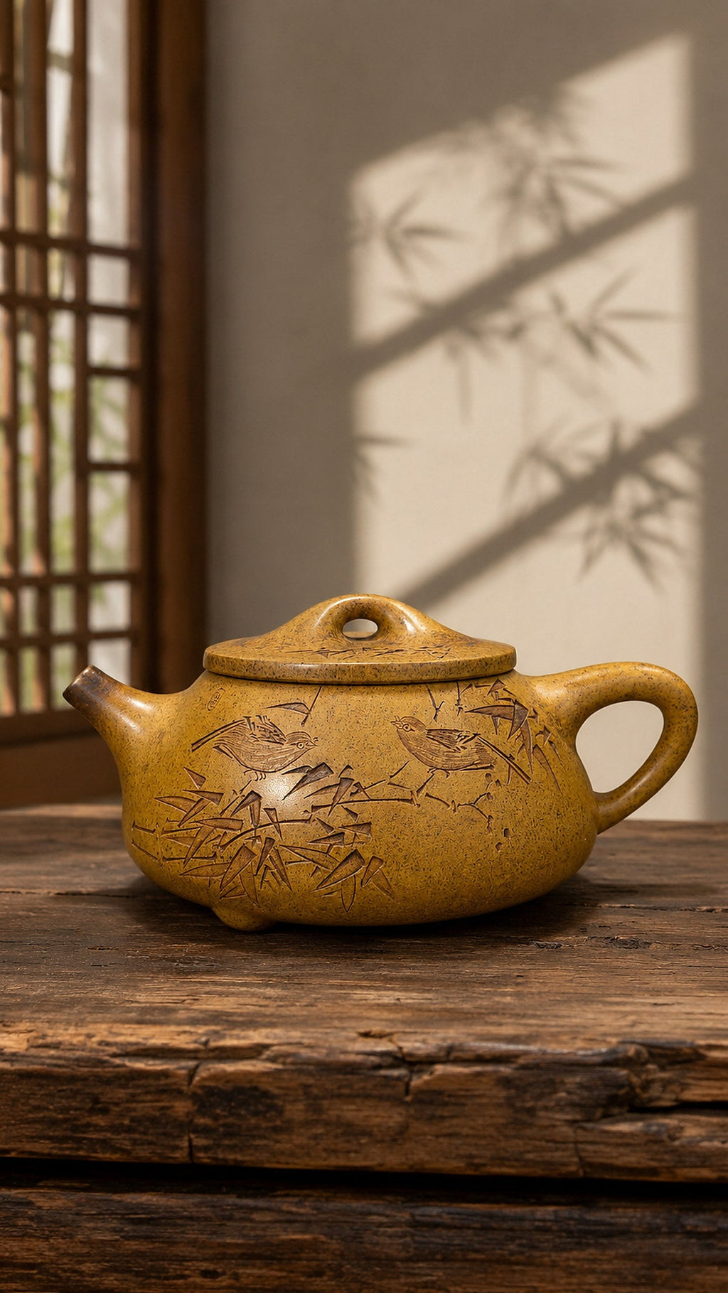 Jingzhou Shipiao Yixing Zisha Teapot – Golden Duanni Clay, 320ml