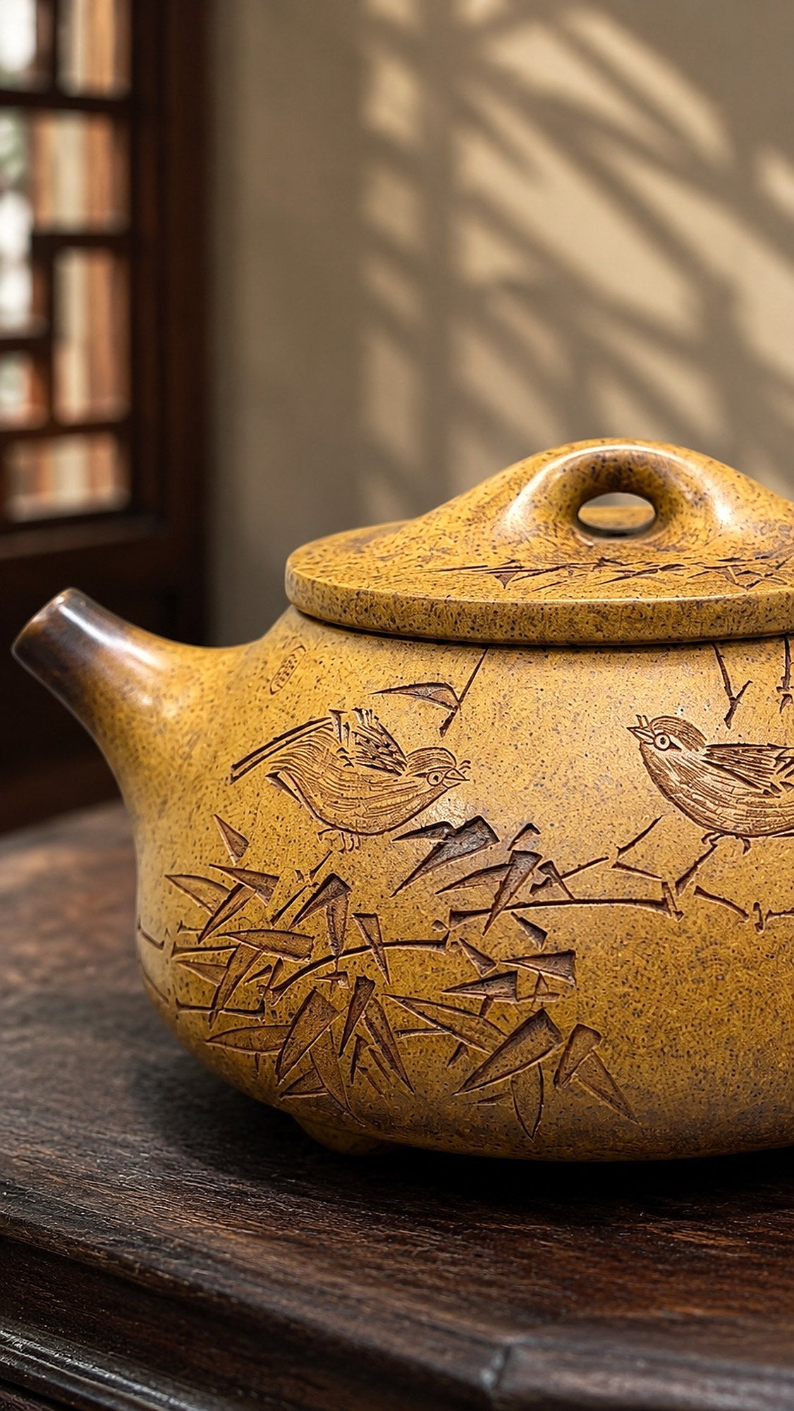 Jingzhou Shipiao Yixing Zisha Teapot – Golden Duanni Clay, 320ml