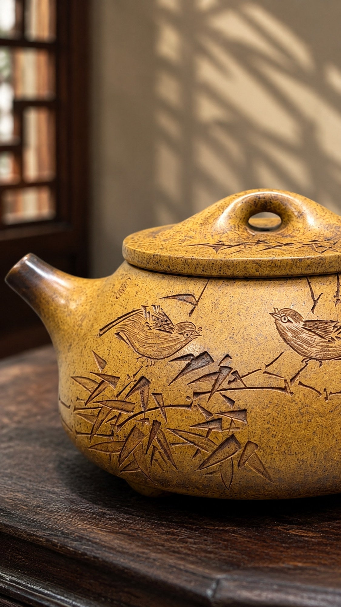 Jingzhou Shipiao Yixing Zisha Teapot – Golden Duanni Clay, 320ml