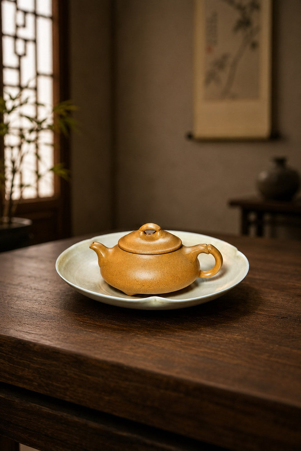 Handmade Shipiao Yixing Zisha Teapot – Golden Duanni Clay, 100ml