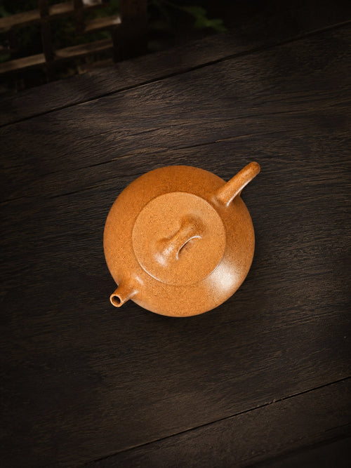 Handmade Jingzhou Shipiao Yixing Zisha Teapot – Golden Duanni Clay, 90ml