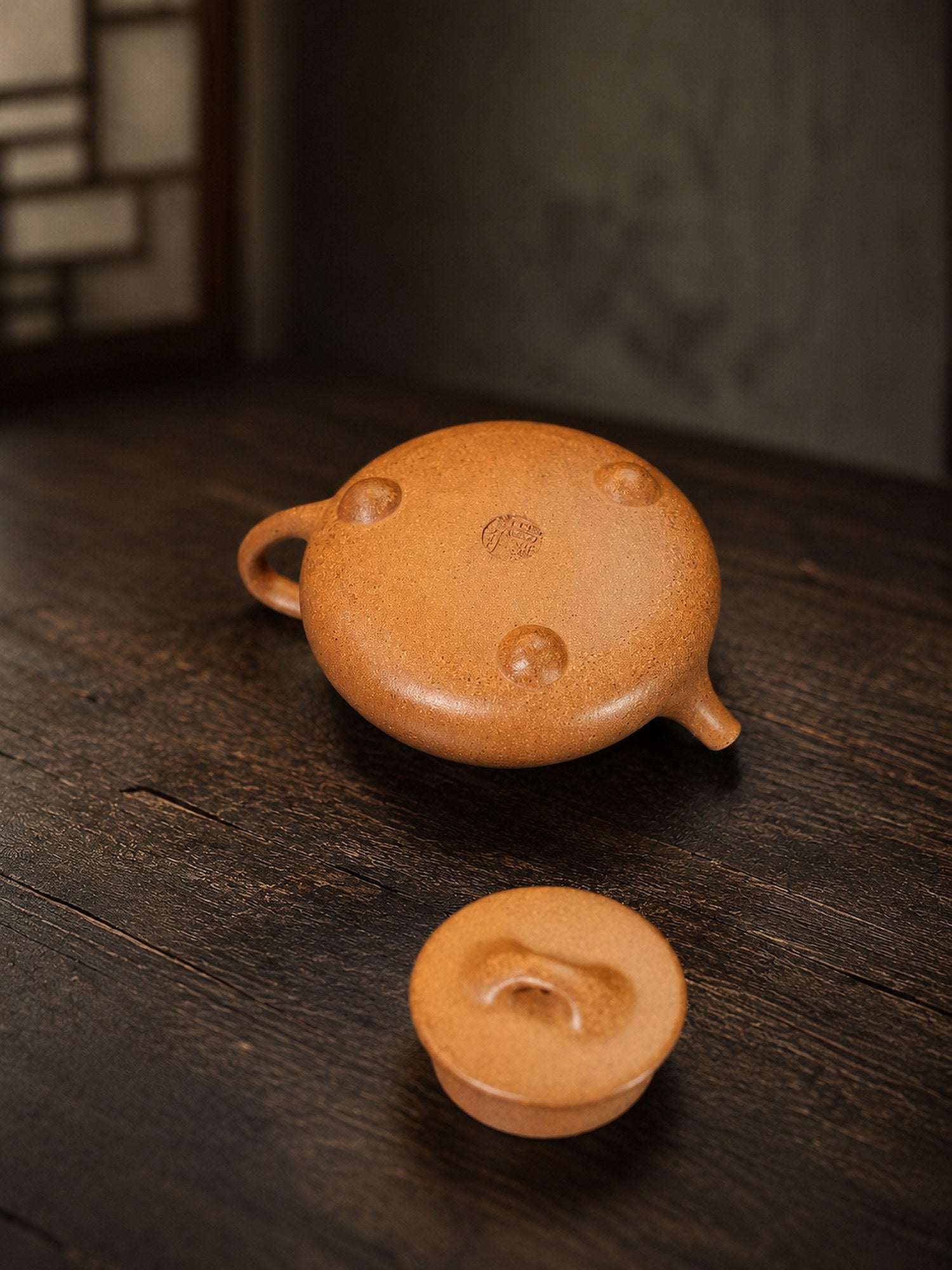 Handmade Jingzhou Shipiao Yixing Zisha Teapot – Golden Duanni Clay, 90ml