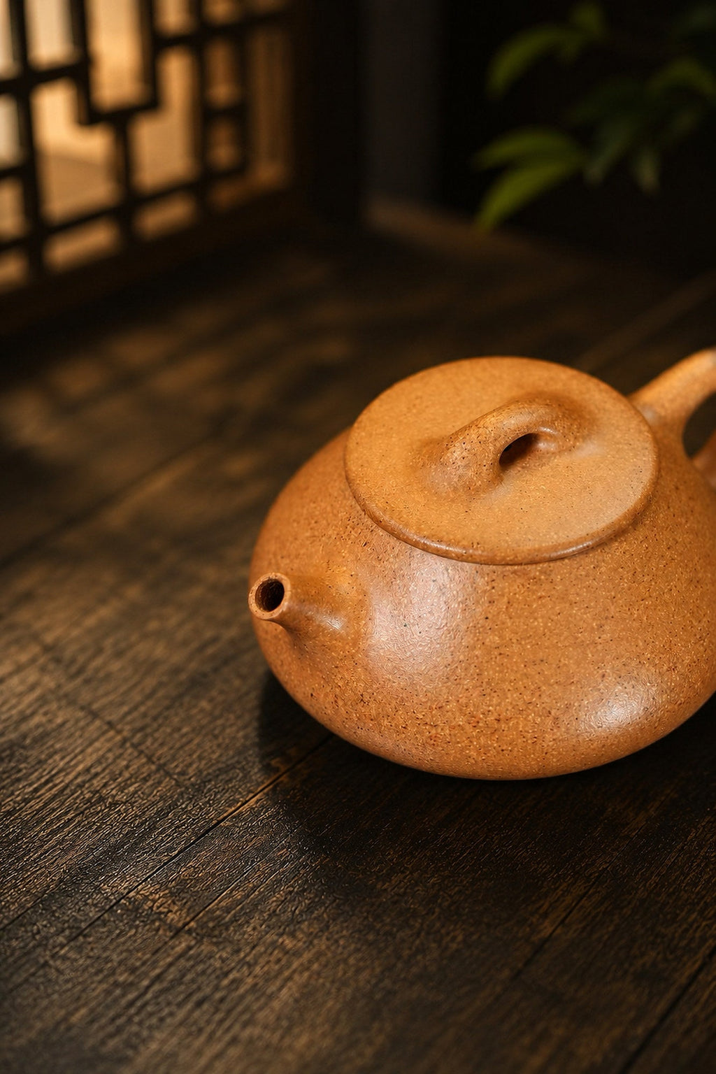 Handmade Jingzhou Shipiao Yixing Zisha Teapot – Golden Duanni Clay, 90ml