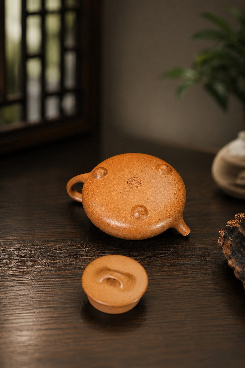 Handmade Jingzhou Shipiao Yixing Zisha Teapot – Golden Duanni Clay, 90ml