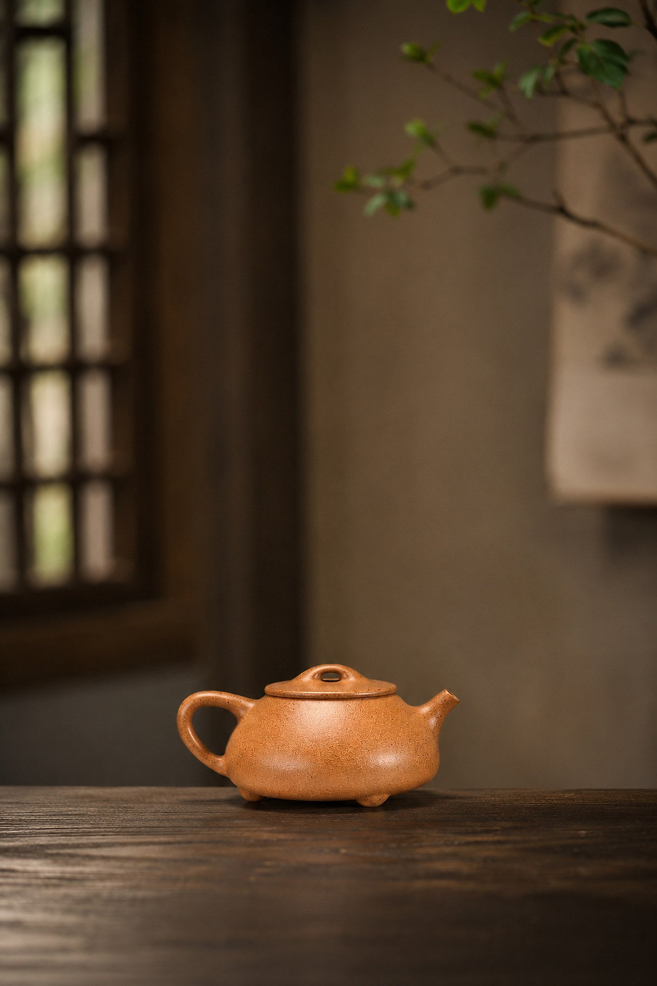 Handmade Jingzhou Shipiao Yixing Zisha Teapot – Golden Duanni Clay, 90ml