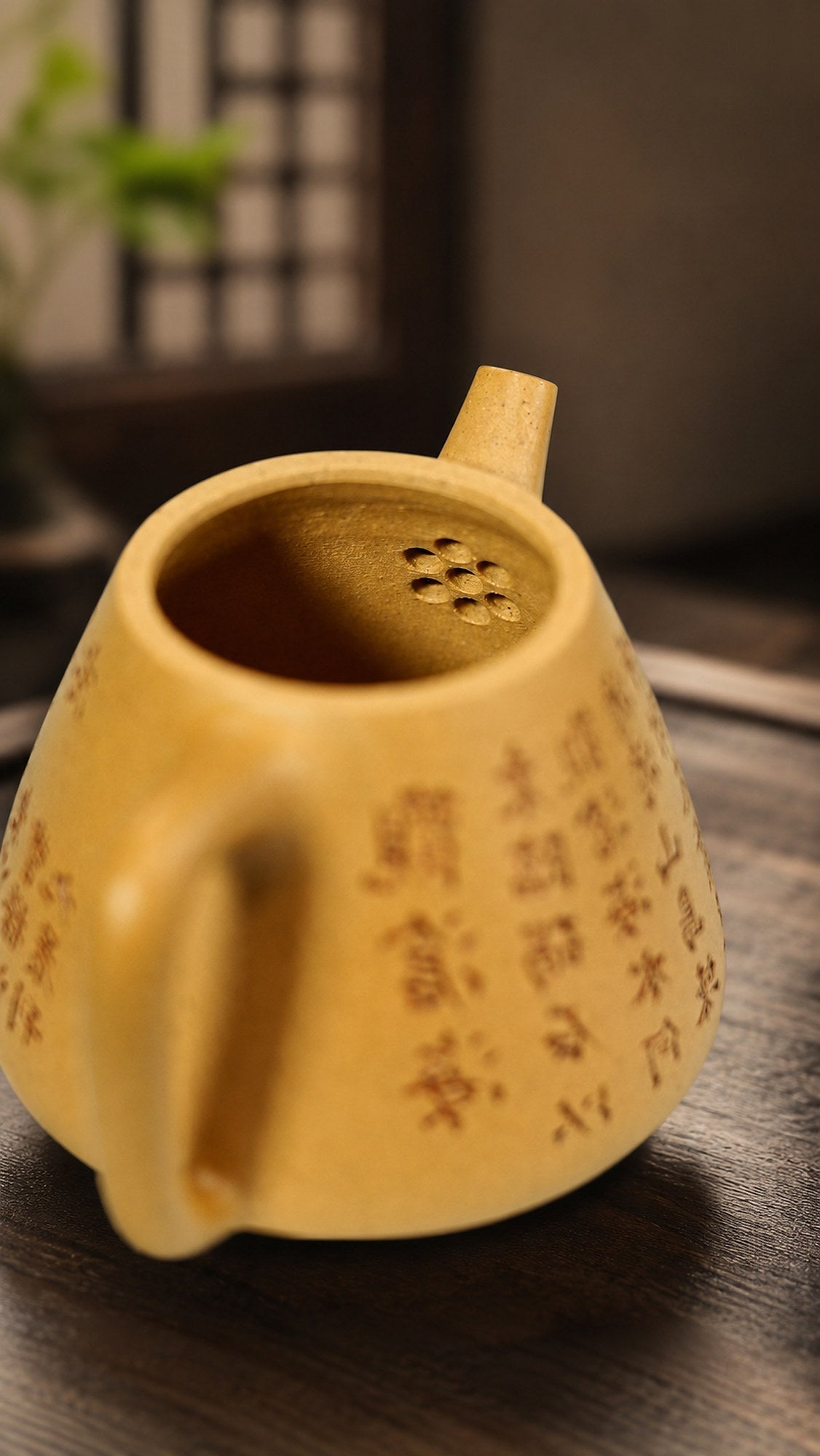 Tall Shipiao Yixing Zisha Teapot – Golden Duanni Clay, 120ml