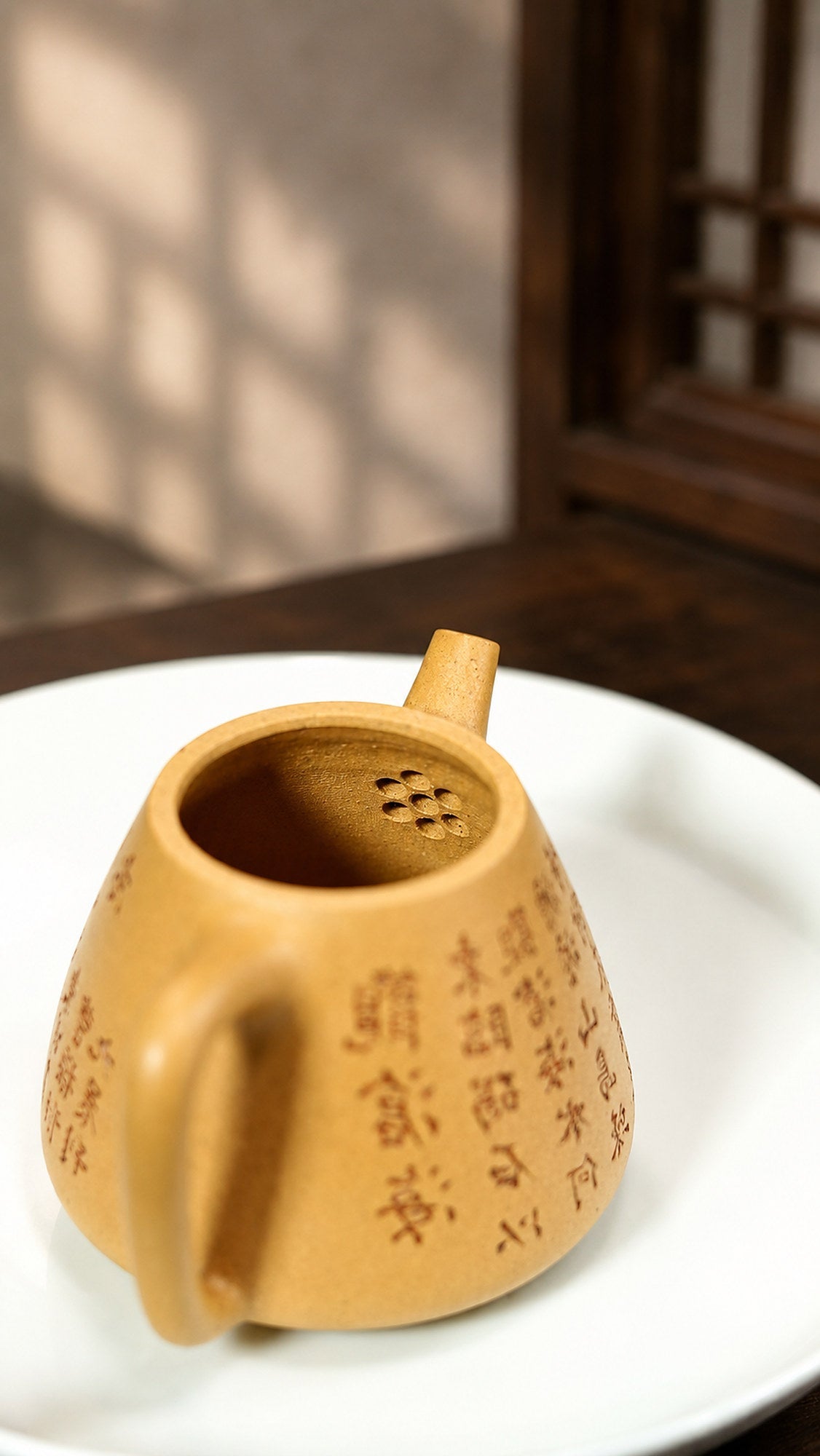 Tall Shipiao Yixing Zisha Teapot – Golden Duanni Clay, 120ml