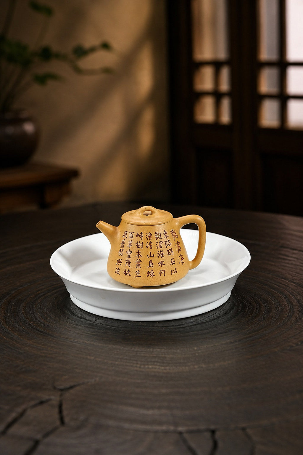 Tall Shipiao Yixing Zisha Teapot – Golden Duanni Clay, 120ml