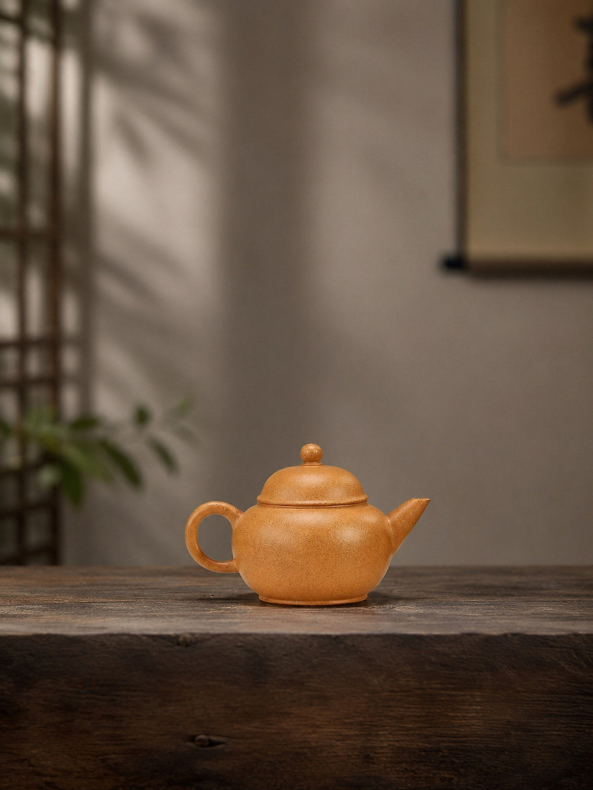 Handmade Shuiping Yixing Zisha Teapot – Golden Duanni Clay, 90ml