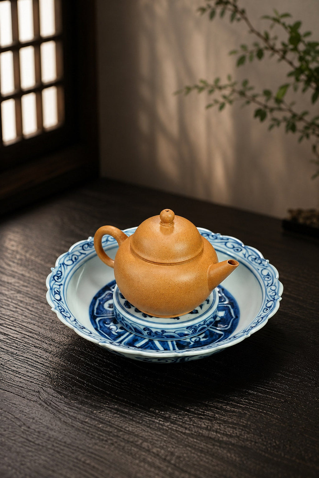 Handmade Shuiping Yixing Zisha Teapot – Golden Duanni Clay, 90ml