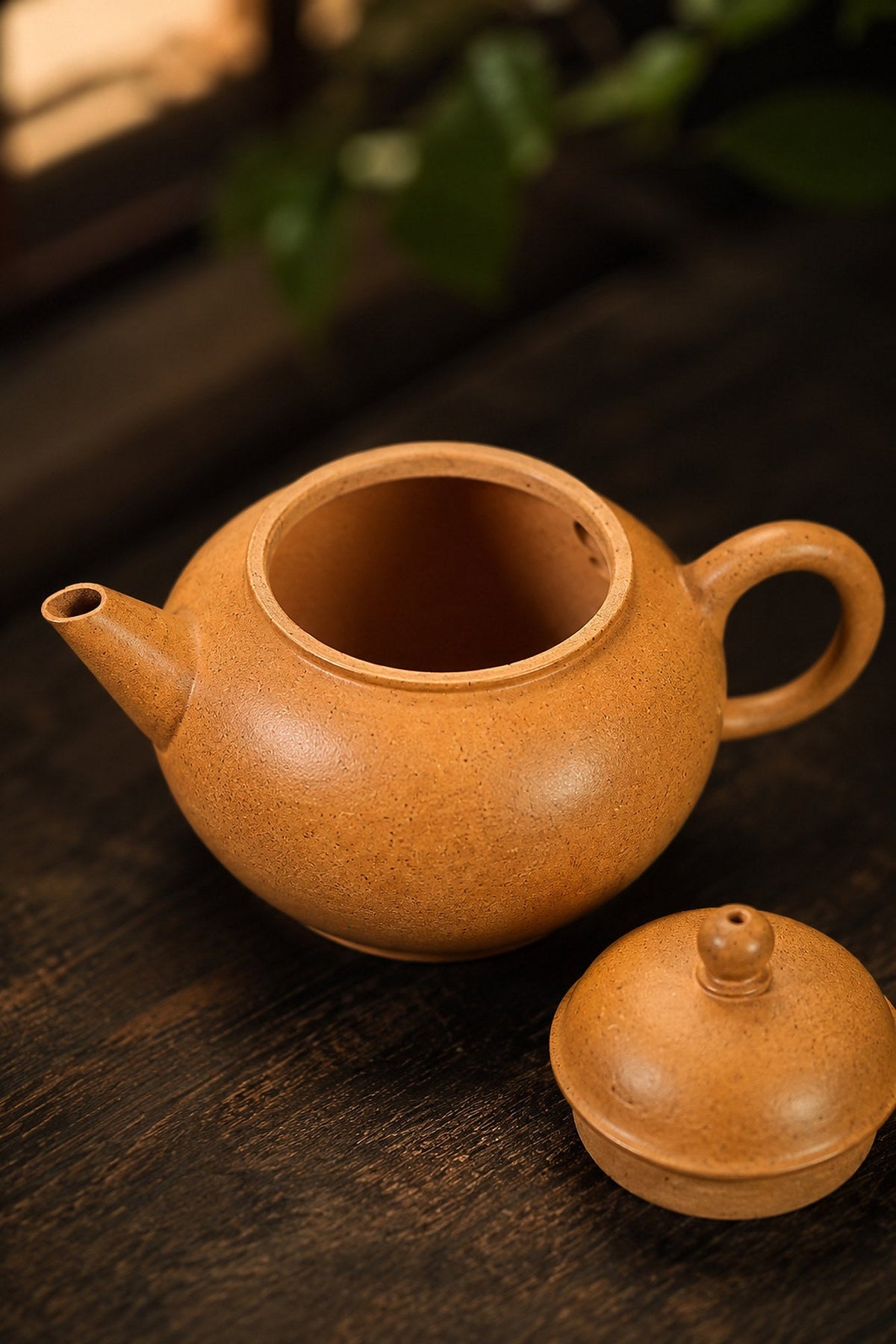 Handmade Shuiping Yixing Zisha Teapot – Golden Duanni Clay, 90ml