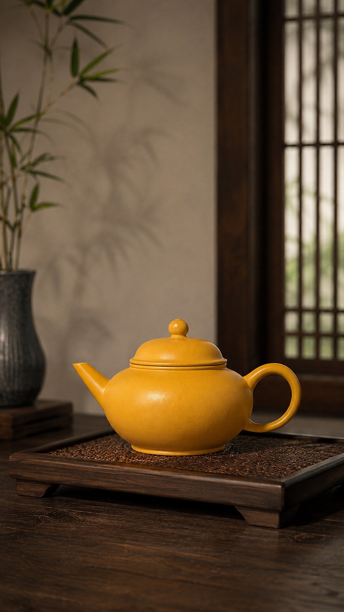Shuiping Yixing Zisha Teapot – Golden Zhuni Clay, 150ml