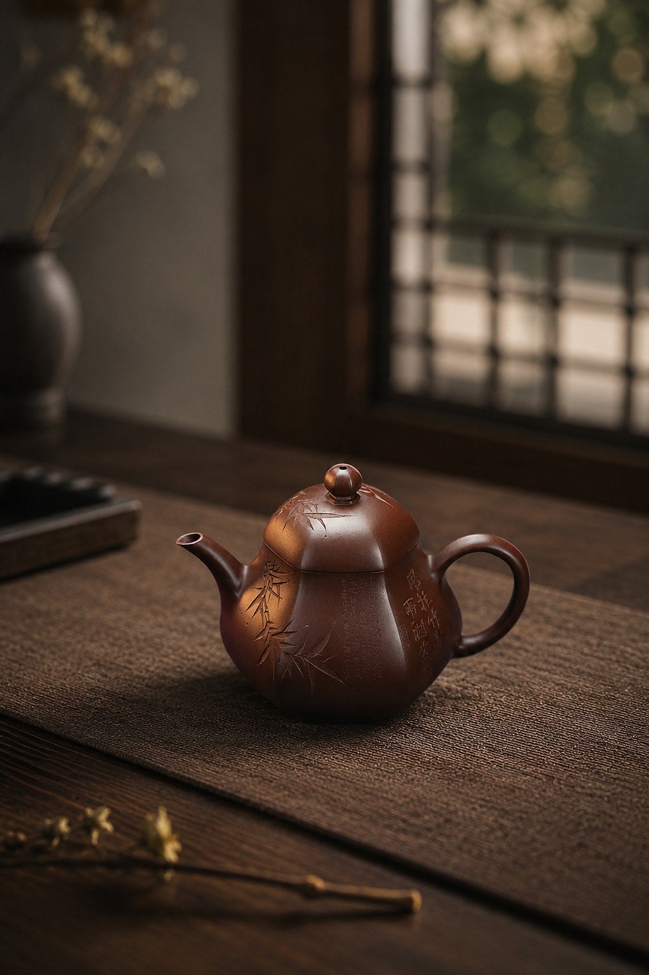Liu Fang Si Ting Yixing Zisha Teapot – Zipao Yusha Clay, 150ml