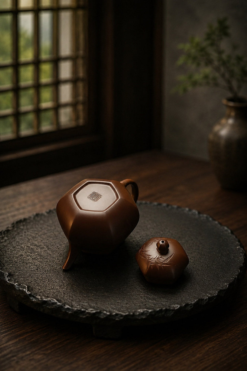Liu Fang Si Ting Yixing Zisha Teapot – Zipao Yusha Clay, 150ml