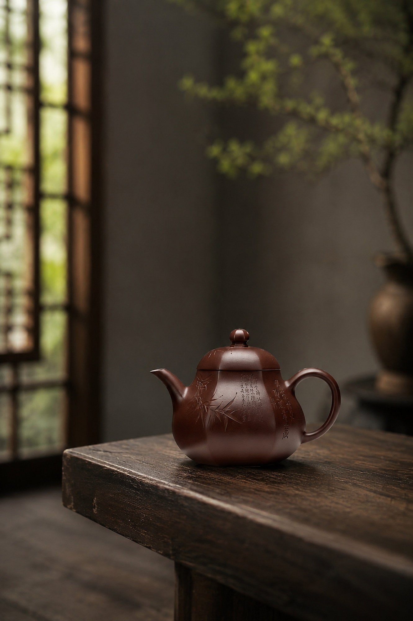 Liu Fang Si Ting Yixing Zisha Teapot – Zipao Yusha Clay, 150ml