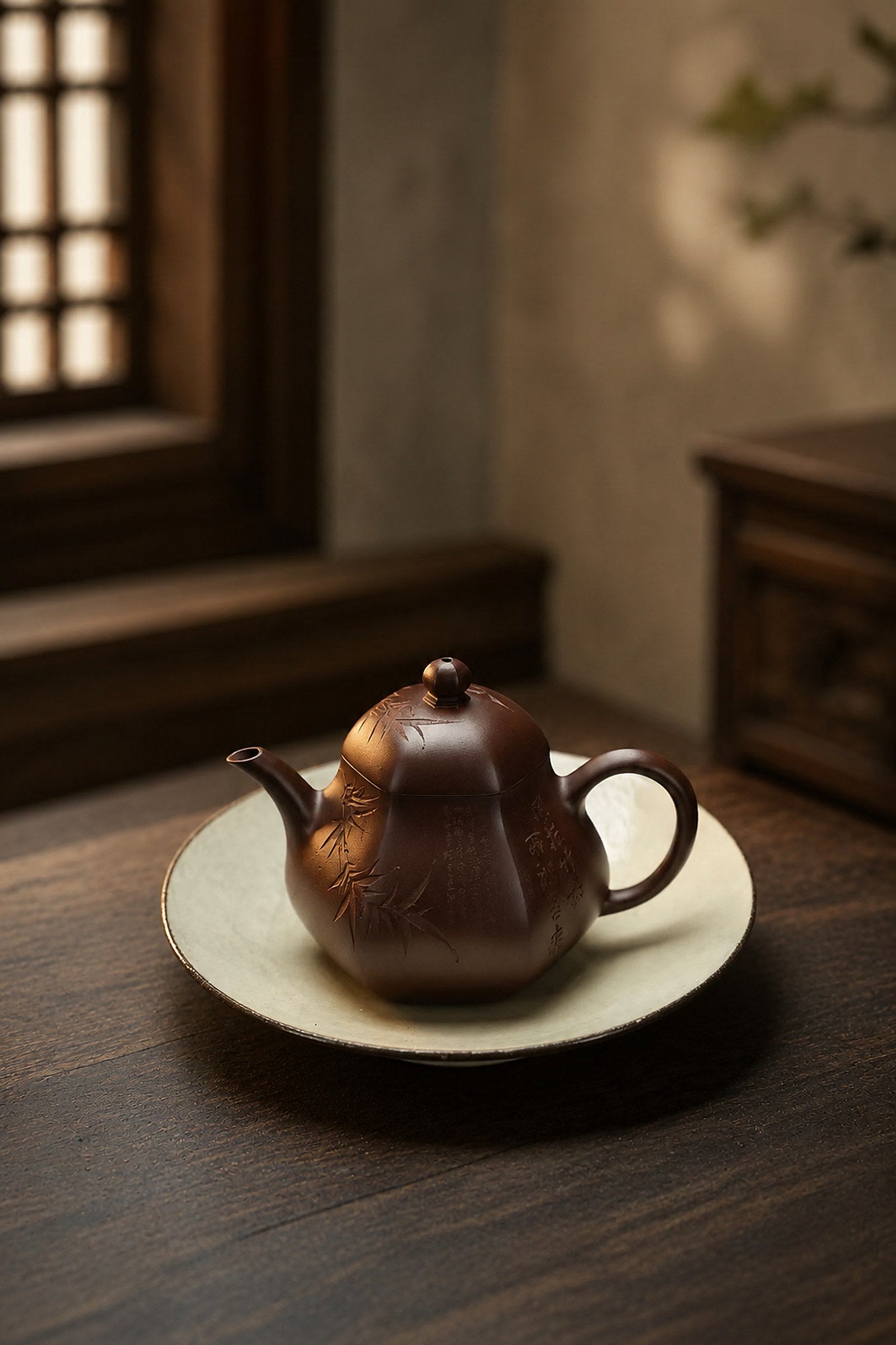 Liu Fang Si Ting Yixing Zisha Teapot – Zipao Yusha Clay, 150ml