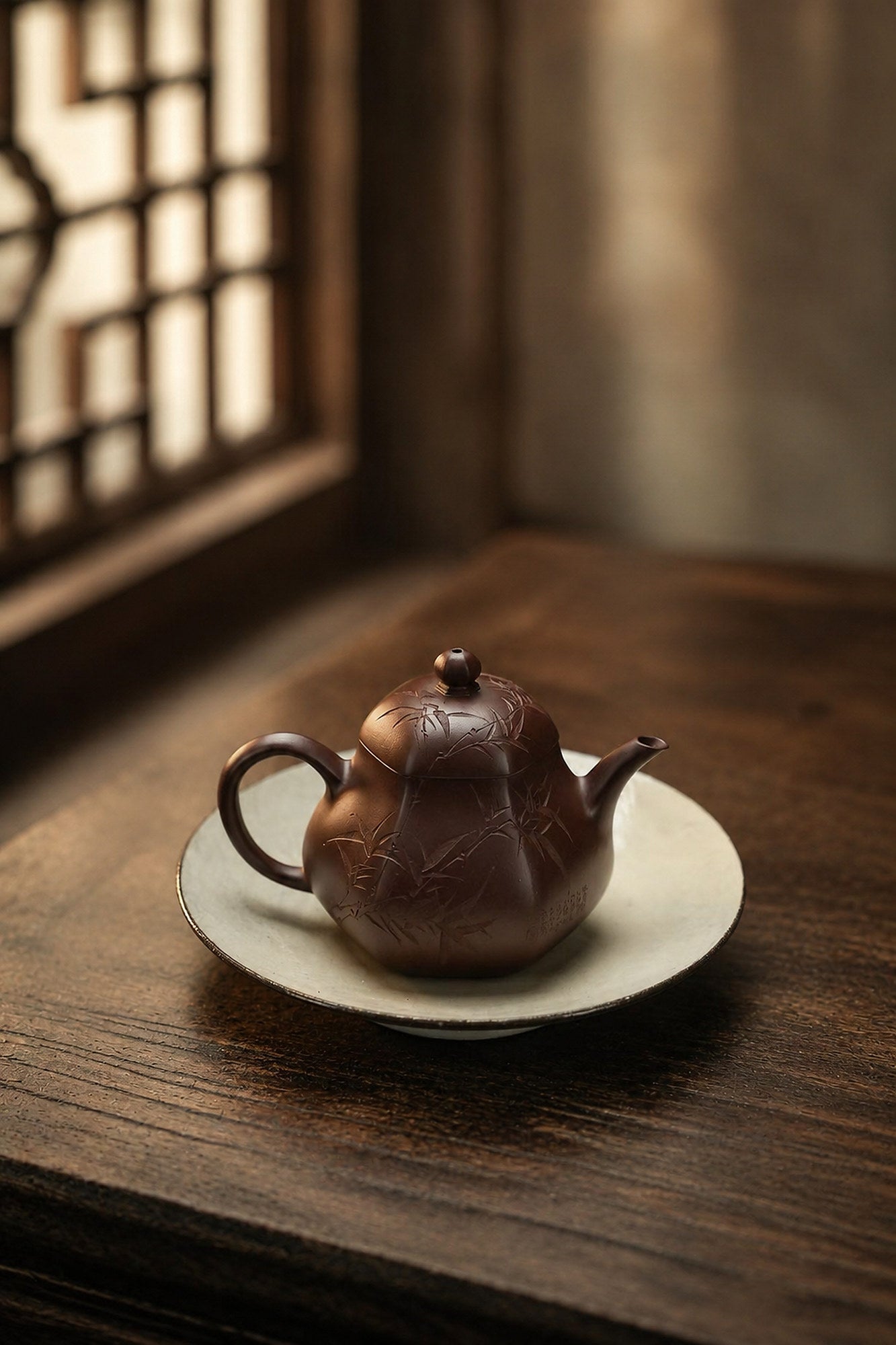 Liu Fang Si Ting Yixing Zisha Teapot – Zipao Yusha Clay, 150ml