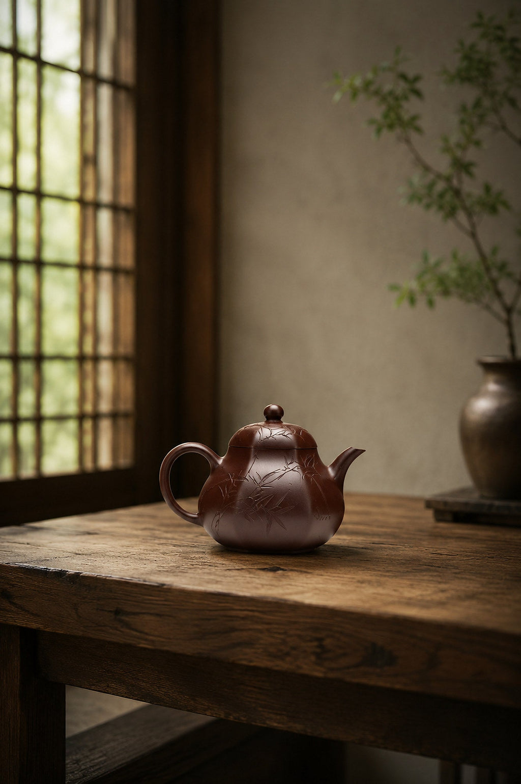 Liu Fang Si Ting Yixing Zisha Teapot – Zipao Yusha Clay, 150ml