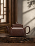 Square Form Yixing Zisha Teapot – Aged Zini Clay, 160ml