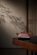 Handmade Square Form Yixing Zisha Teapot – Aged Zini Clay, 140ml