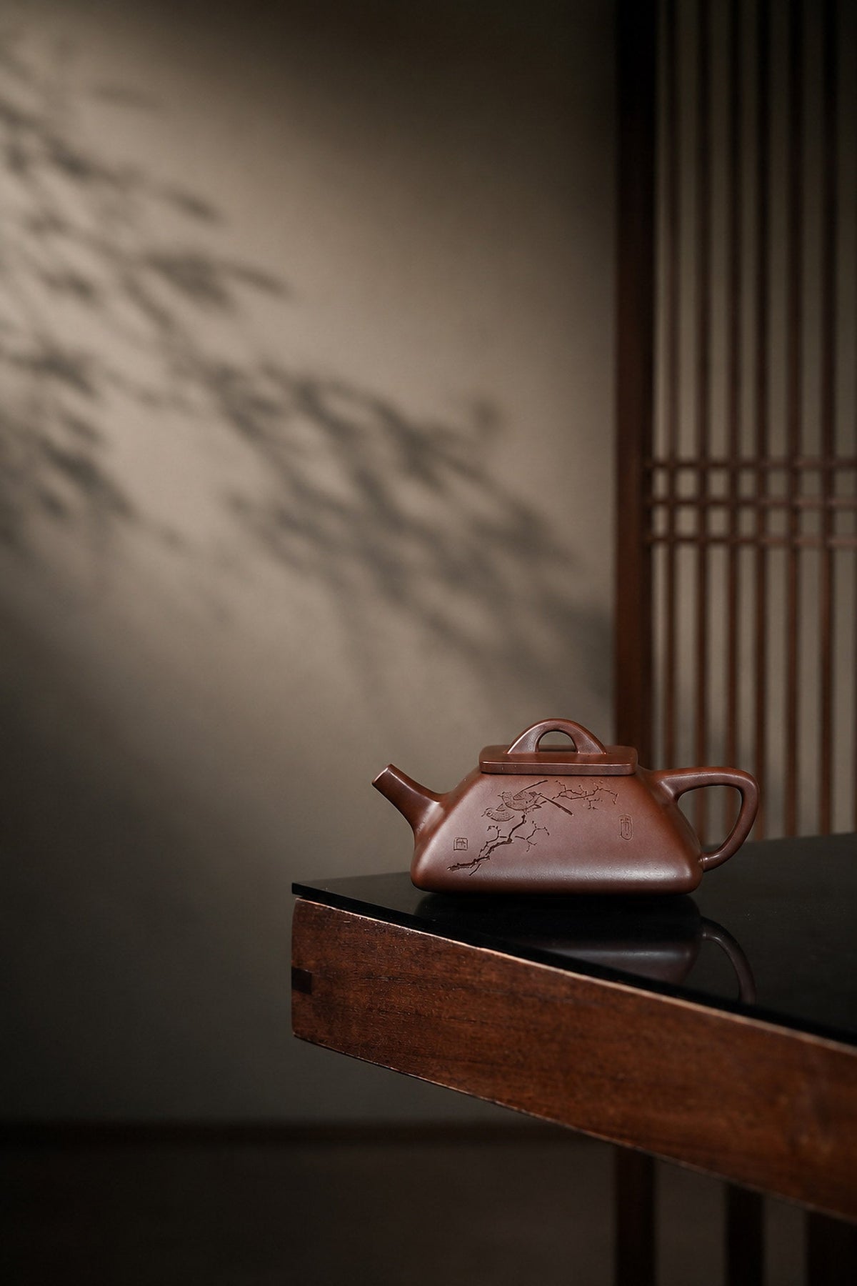 Handmade Square Form Yixing Zisha Teapot – Aged Zini Clay, 140ml