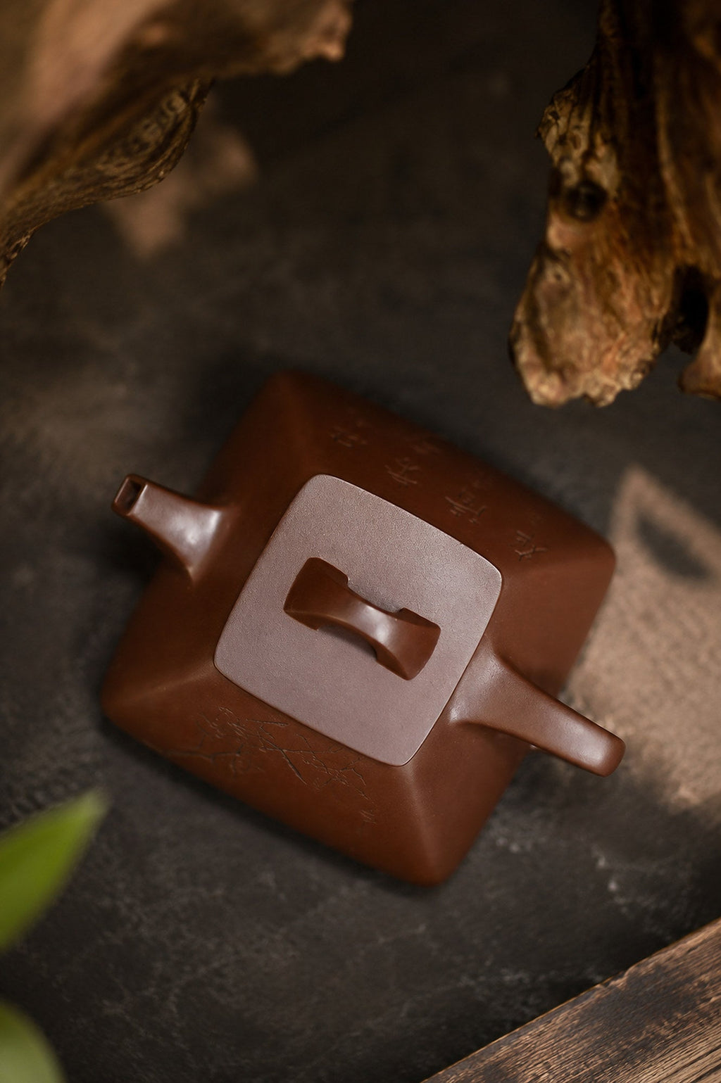 Handmade Square Form Yixing Zisha Teapot – Aged Zini Clay, 140ml