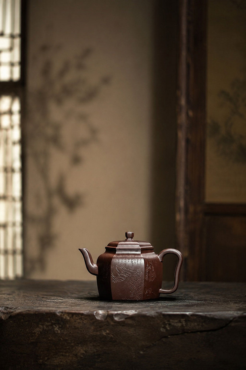 Square Form Yixing Zisha Teapot – Aged Zini Clay, 120ml