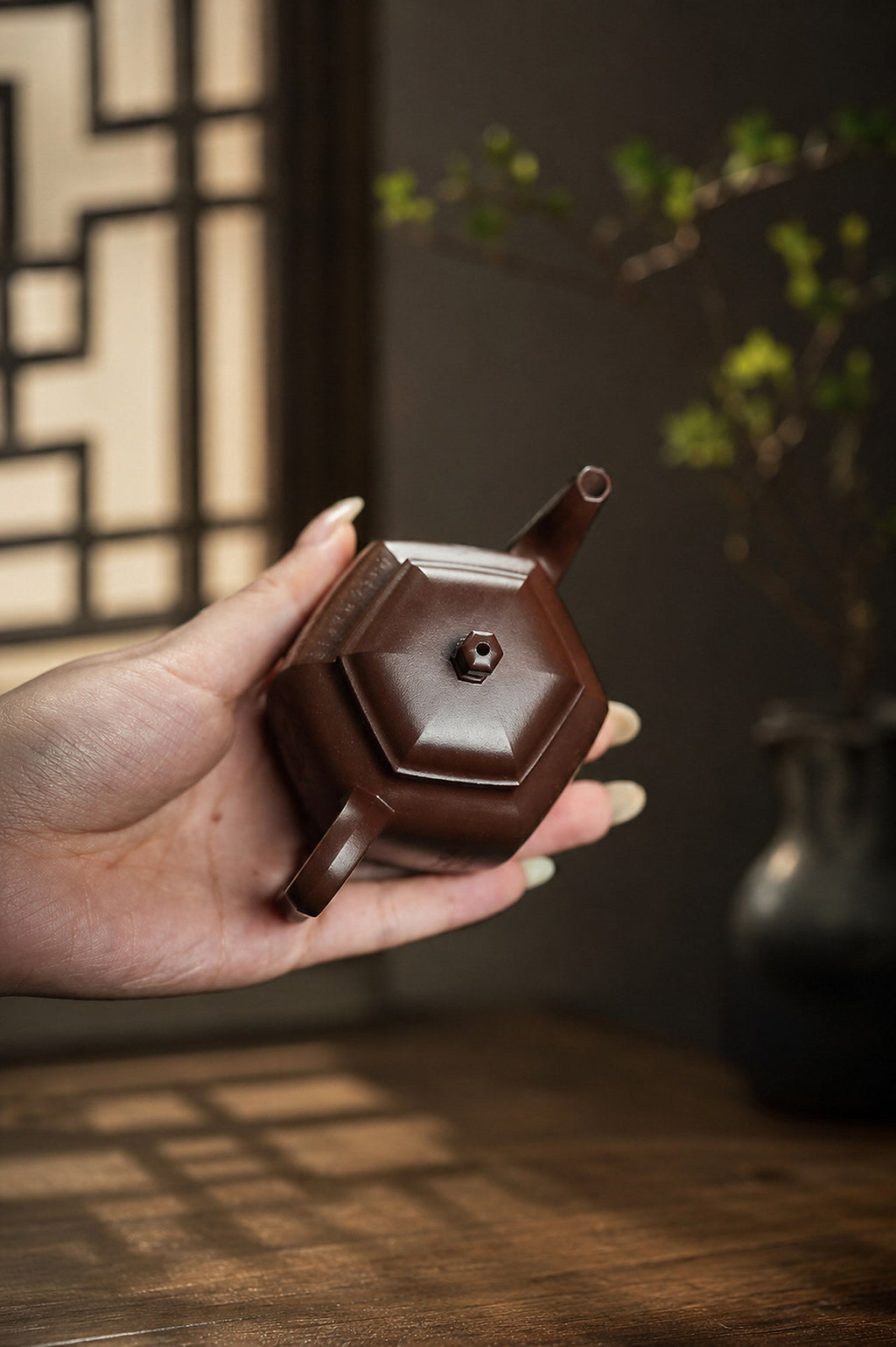 Square Form Yixing Zisha Teapot – Aged Zini Clay, 120ml