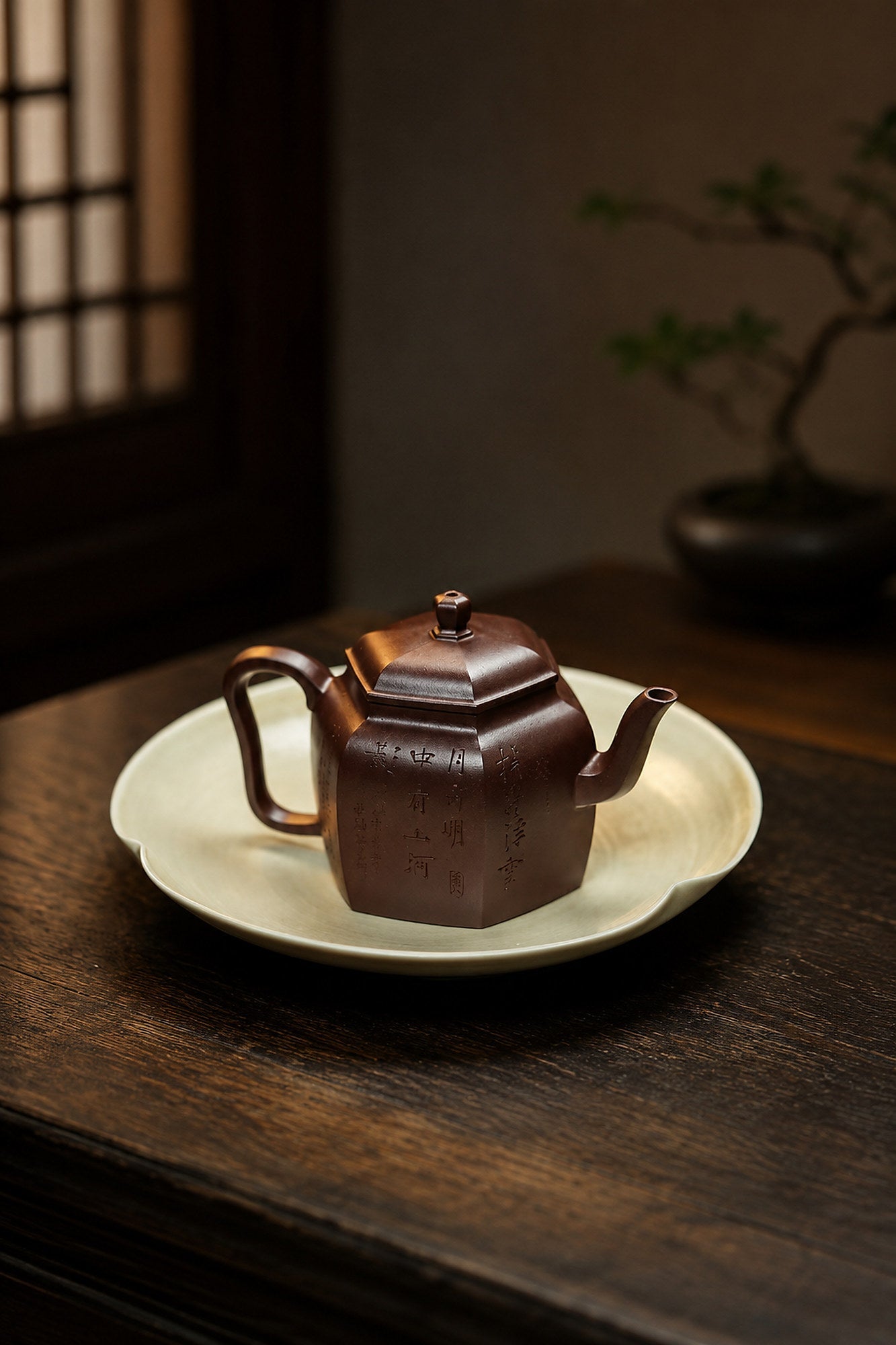 Square Form Yixing Zisha Teapot – Aged Zini Clay, 120ml