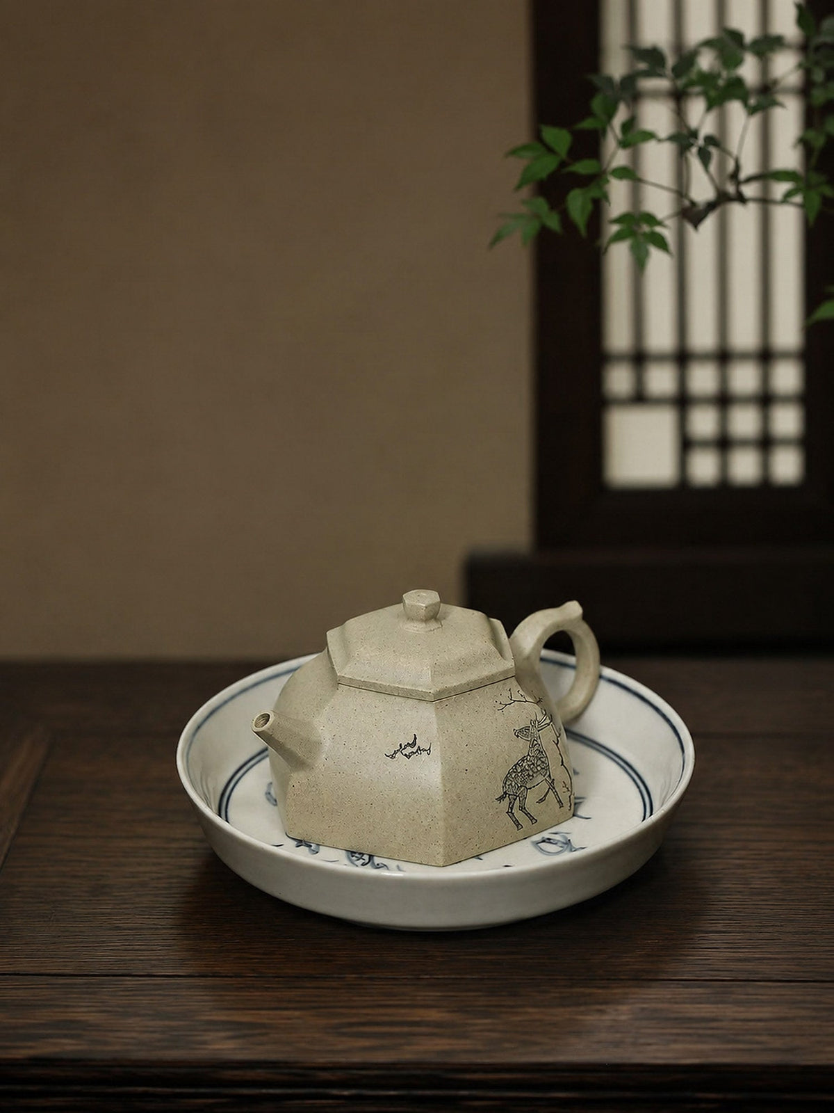 Square Form Yixing Zisha Teapot – Benshan Luni Clay, 150ml
