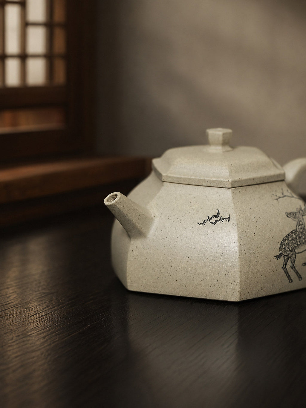 Square Form Yixing Zisha Teapot – Benshan Luni Clay, 150ml