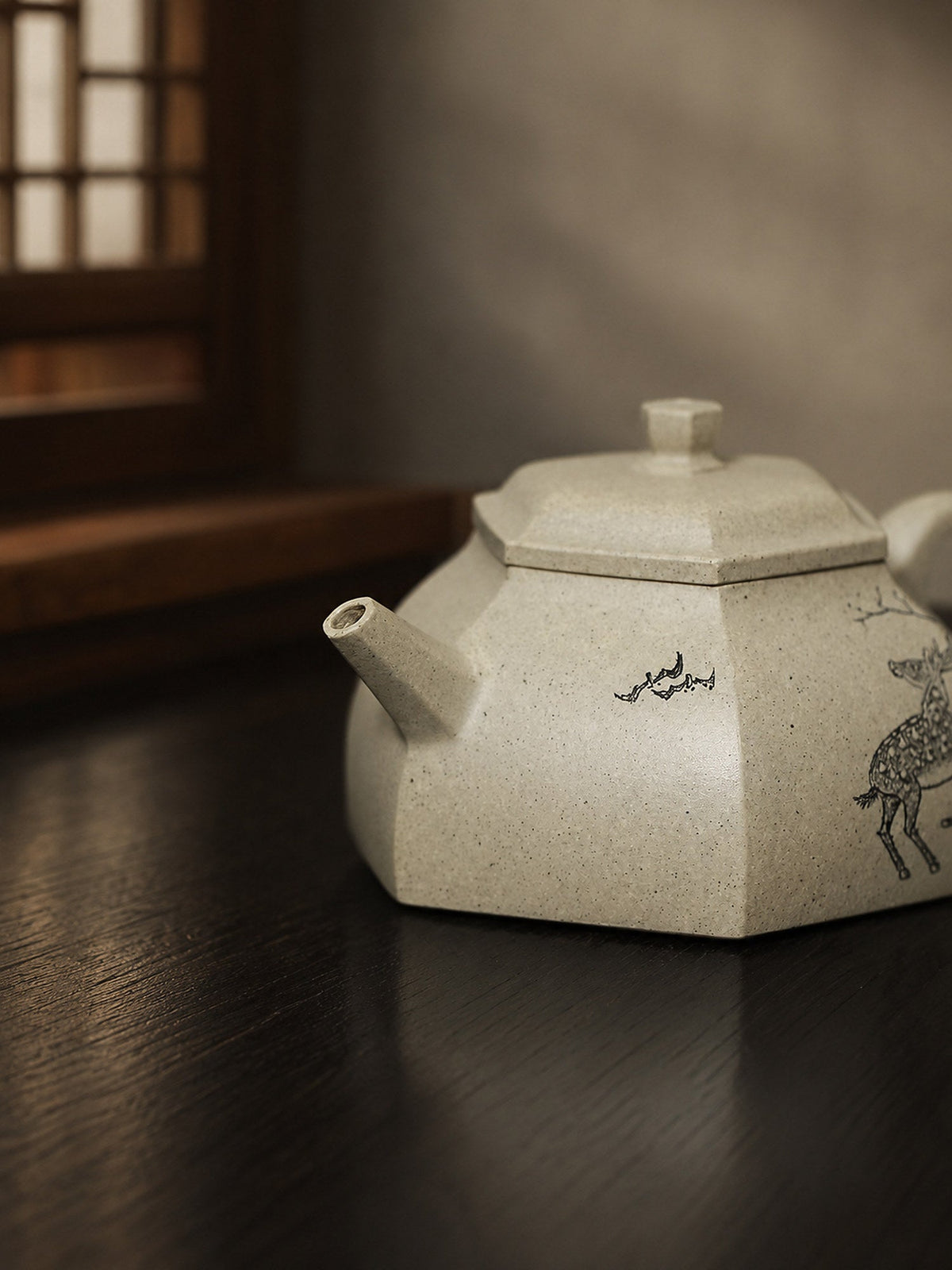 Square Form Yixing Zisha Teapot – Benshan Luni Clay, 150ml