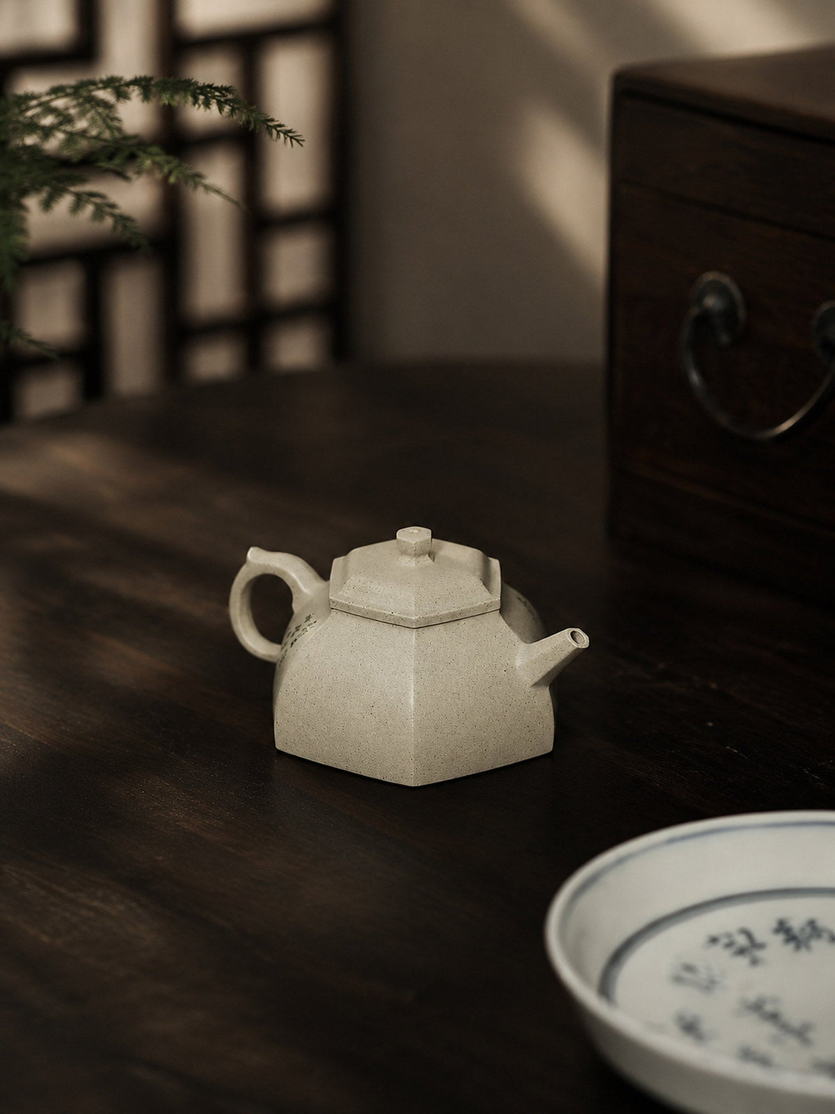 Square Form Yixing Zisha Teapot – Benshan Luni Clay, 150ml