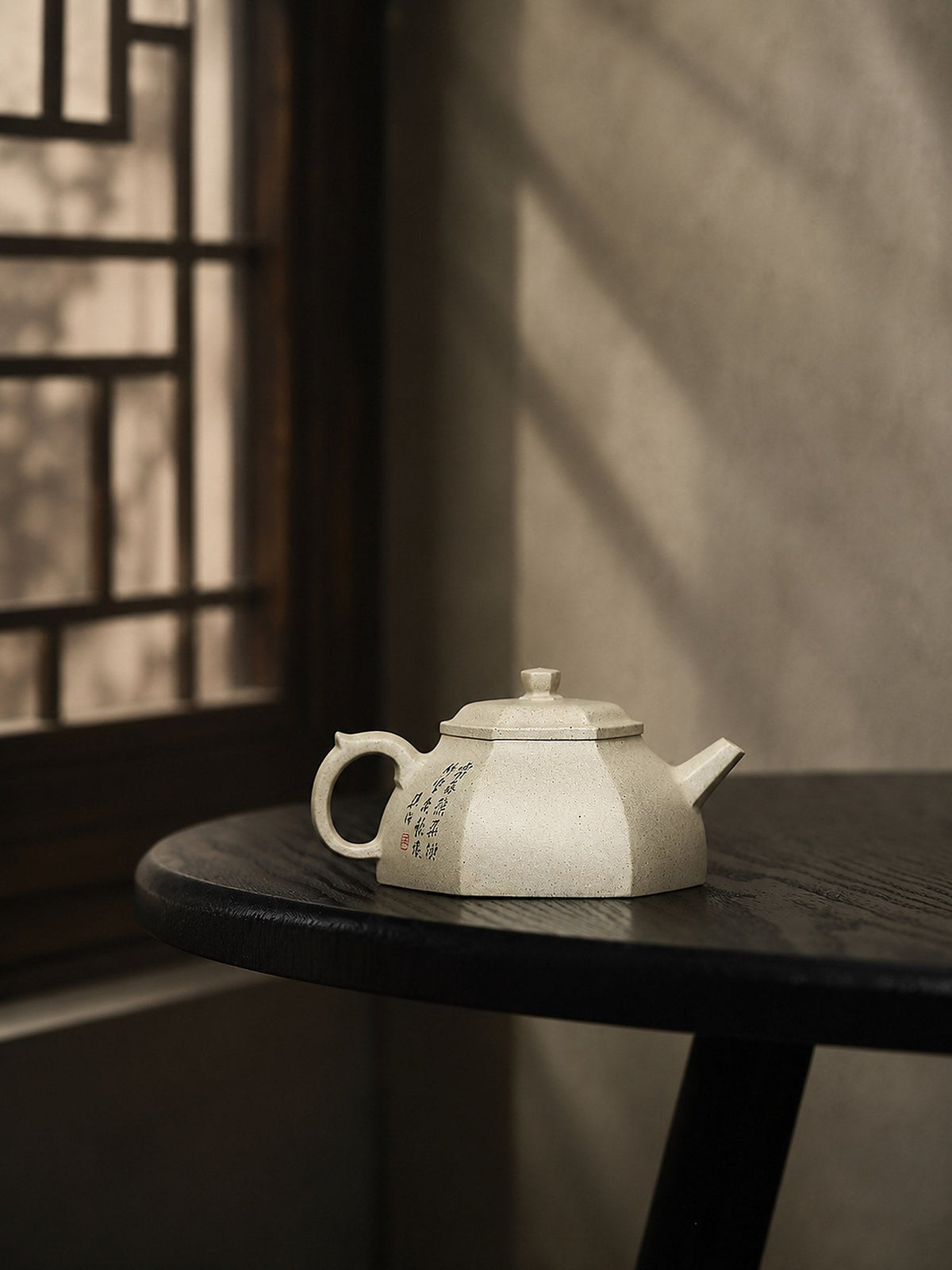 Square Form Yixing Zisha Teapot – Benshan Luni Clay, 150ml