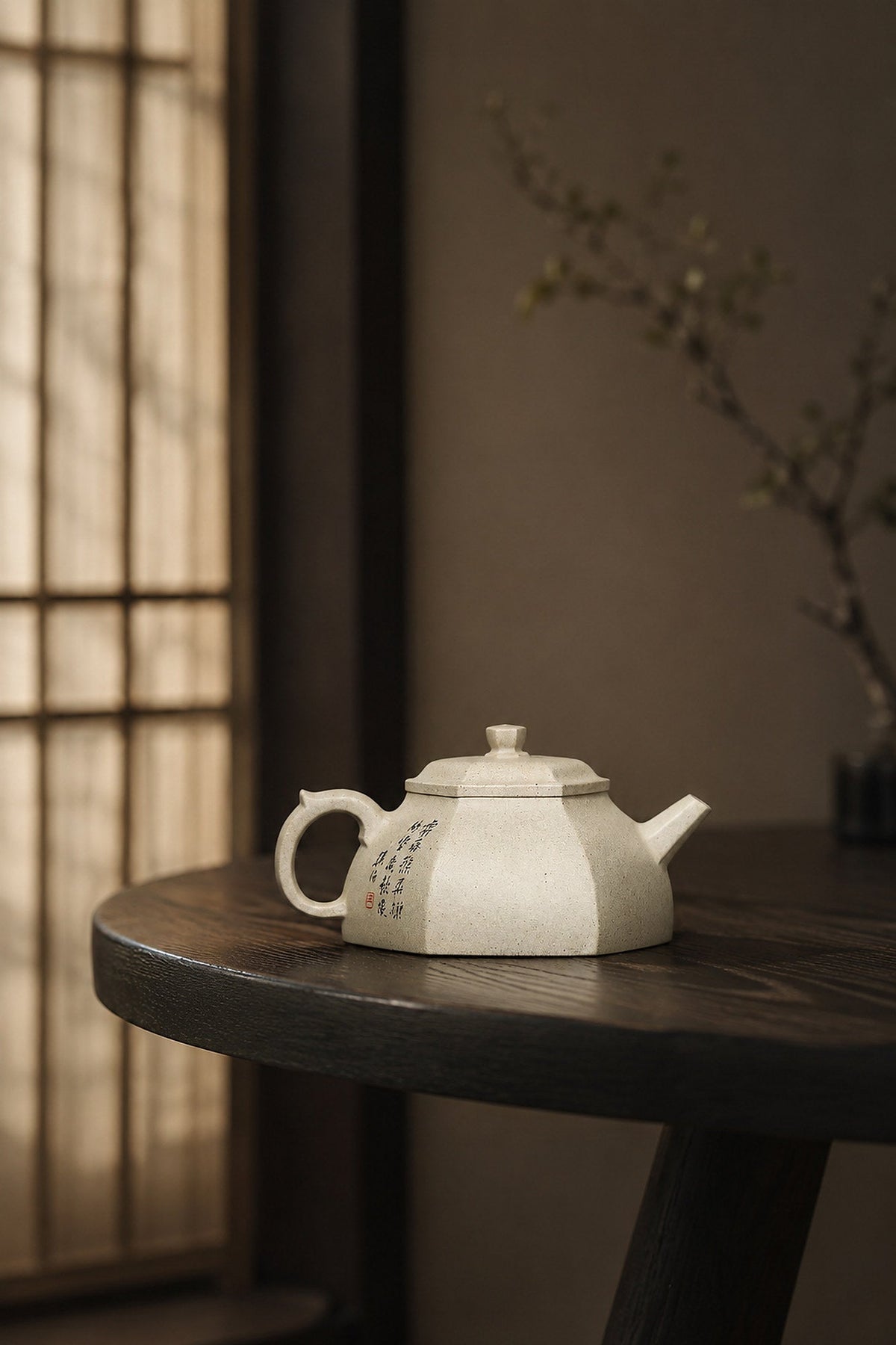 Square Form Yixing Zisha Teapot – Benshan Luni Clay, 150ml