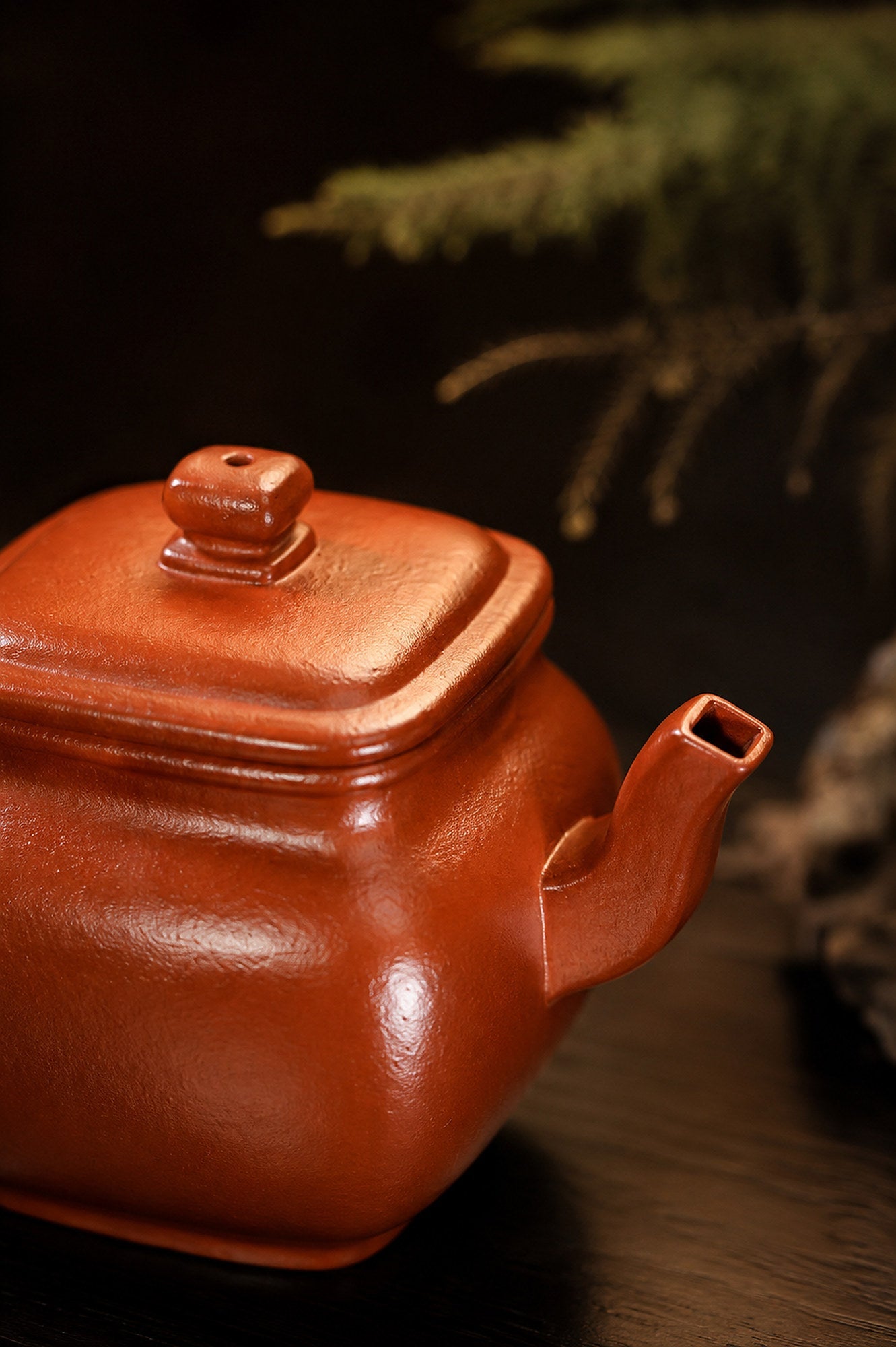 Square Form Yixing Zisha Teapot – Zhuni Clay, 130ml